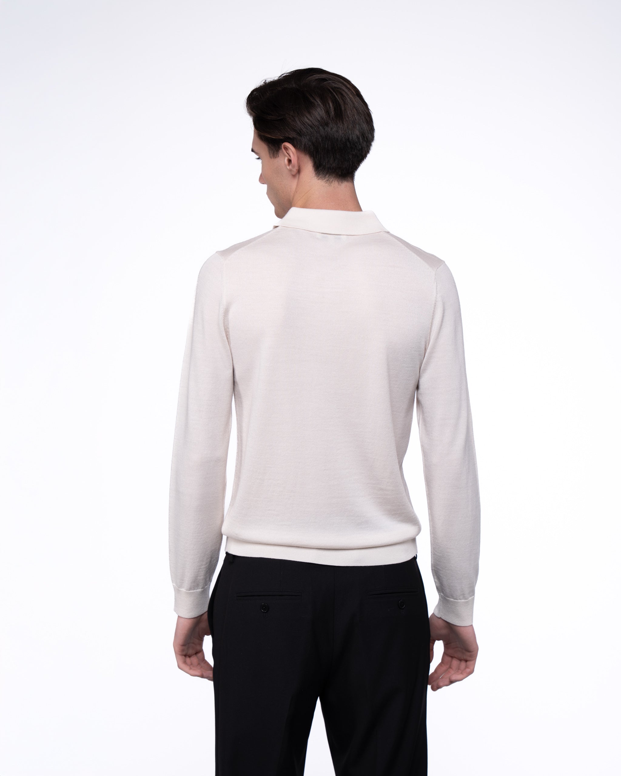 Monaco Long Sleeve Polo Ecru