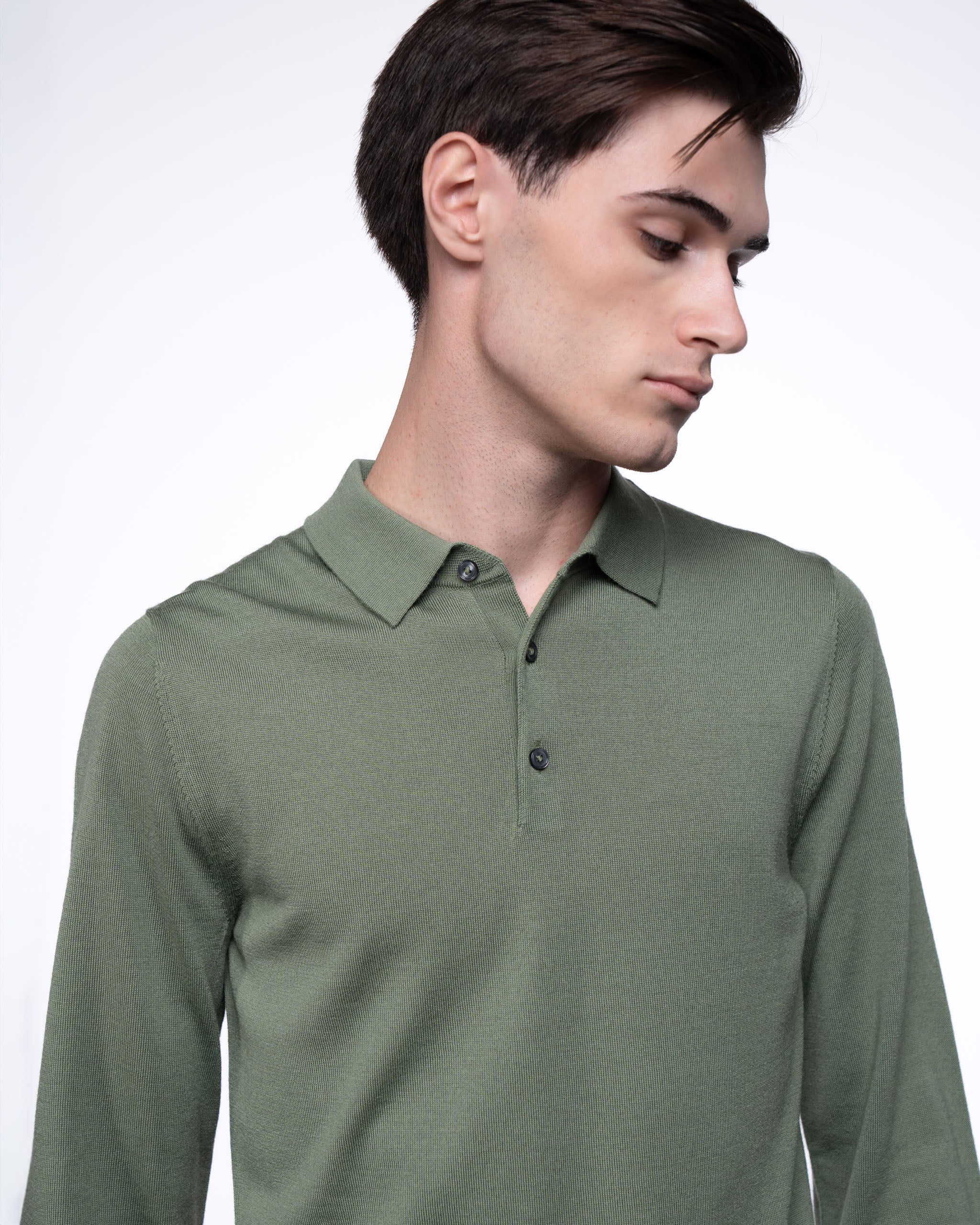 Monaco Long Sleeve Polo Khaki