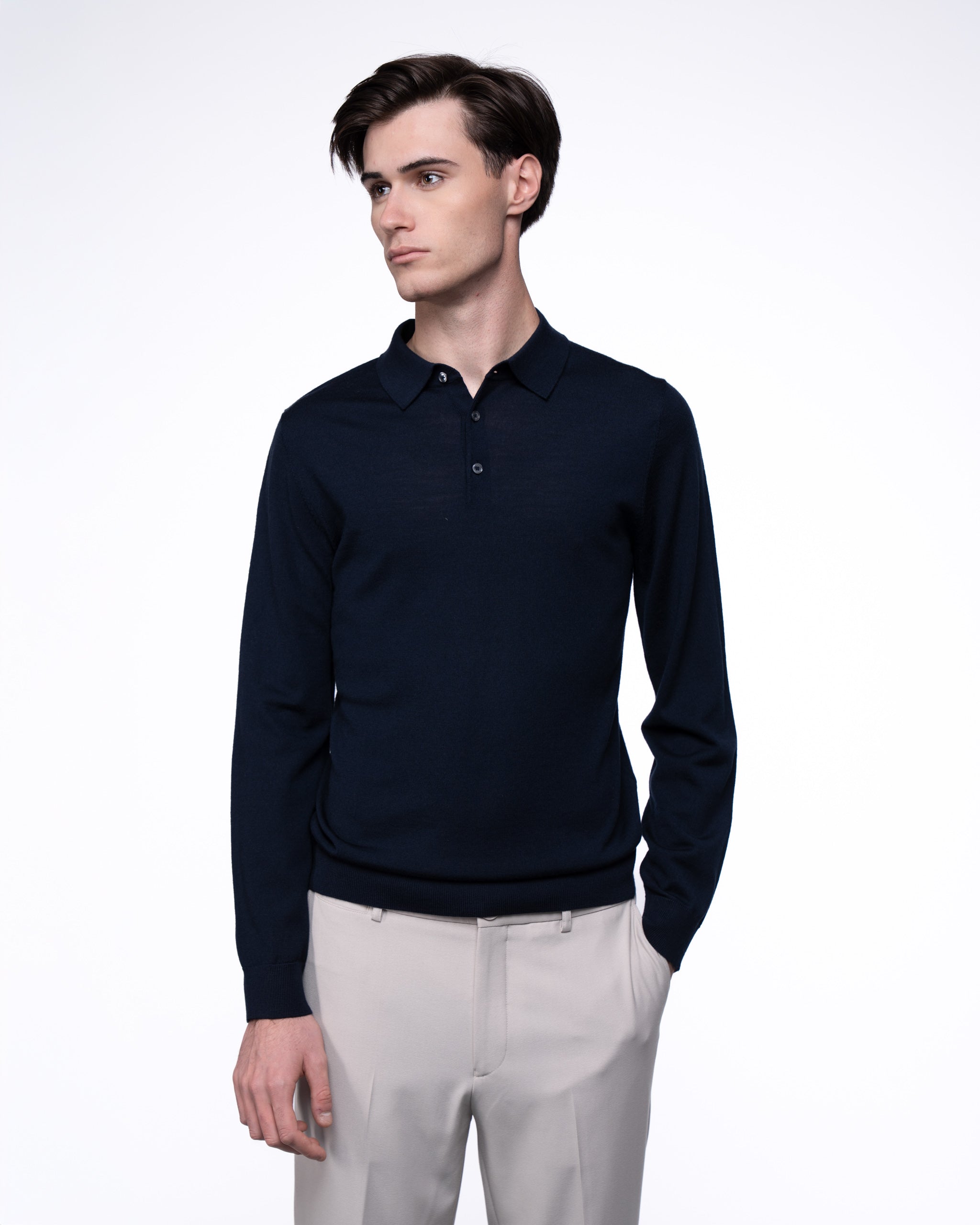 Monaco Long Sleeve Polo Navy