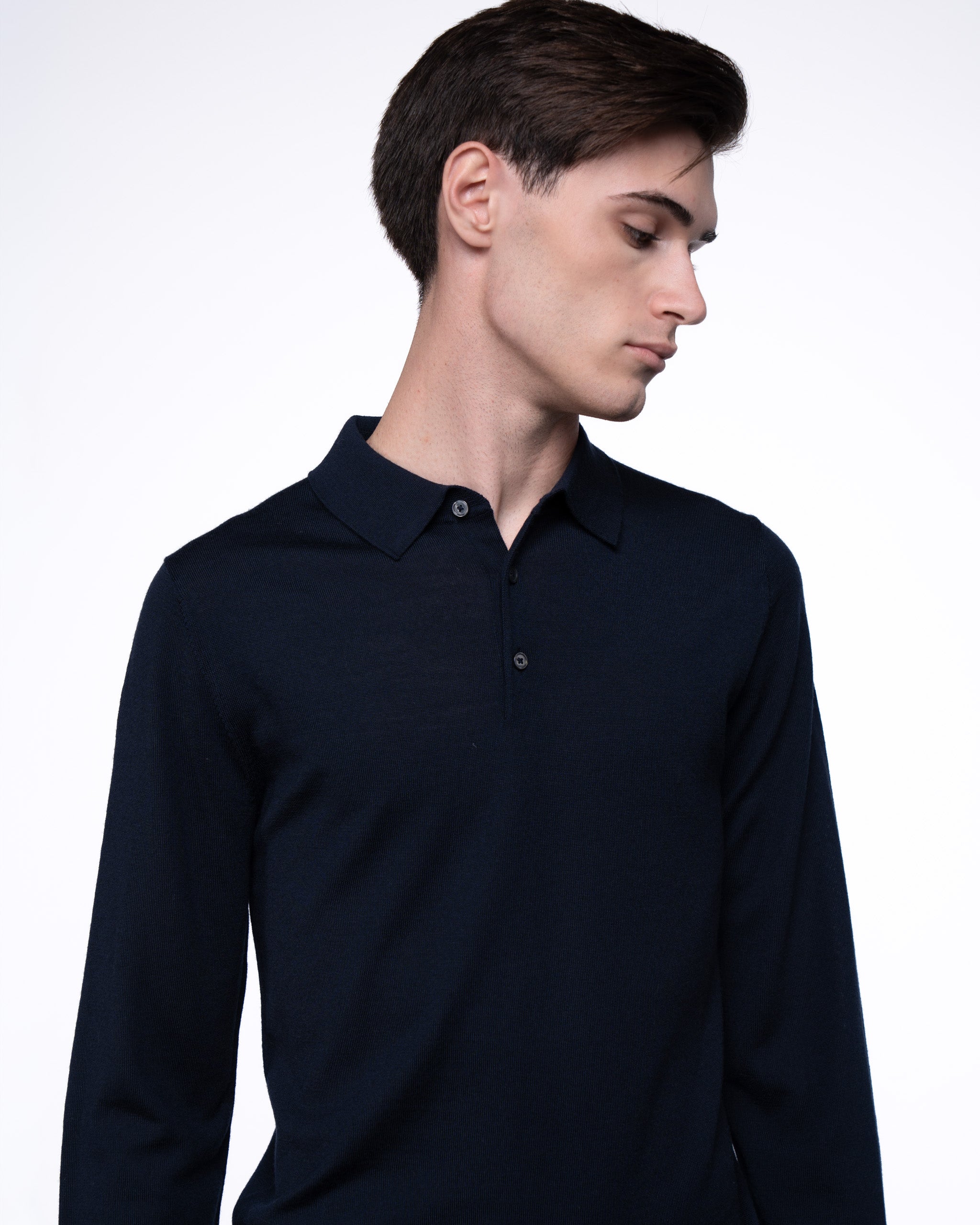 Monaco Long Sleeve Polo Navy
