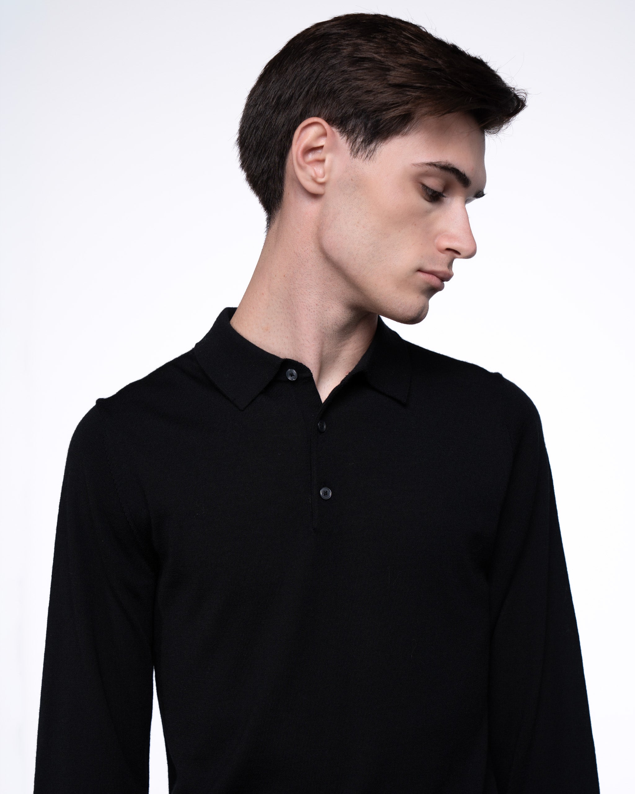 Monaco Long Sleeve Polo Black
