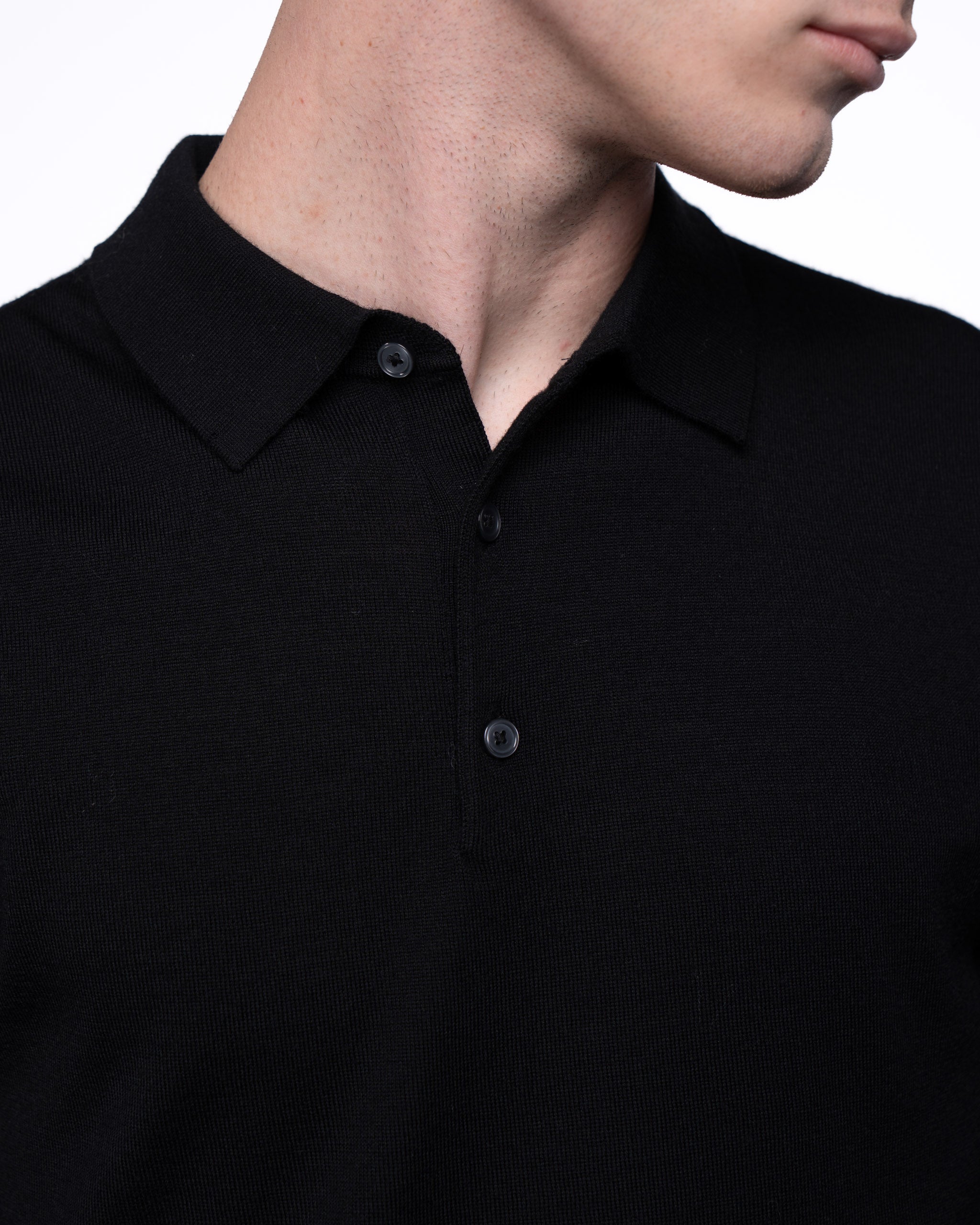 Monaco Long Sleeve Polo Black