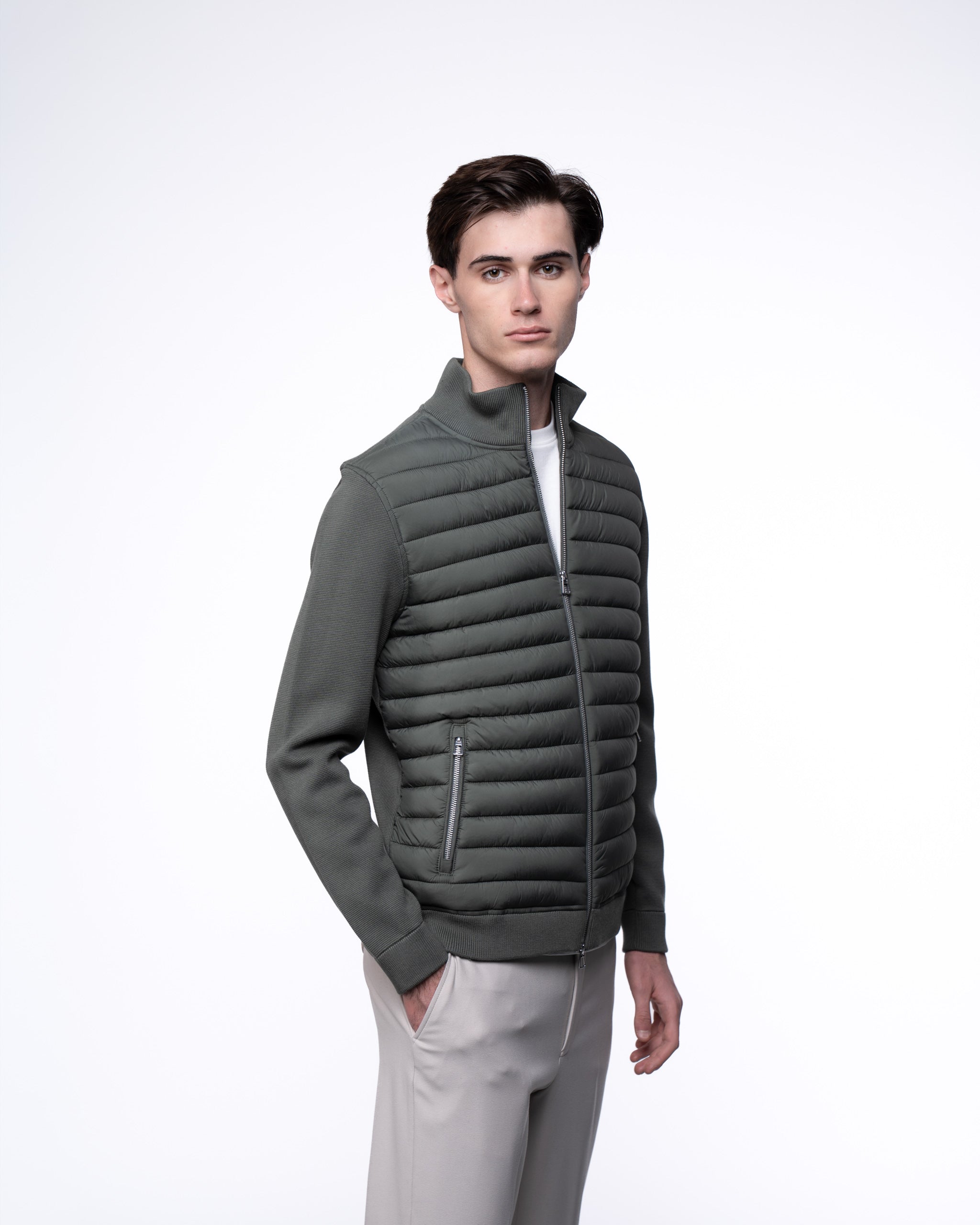 Avallon Padded Cardigan Khaki