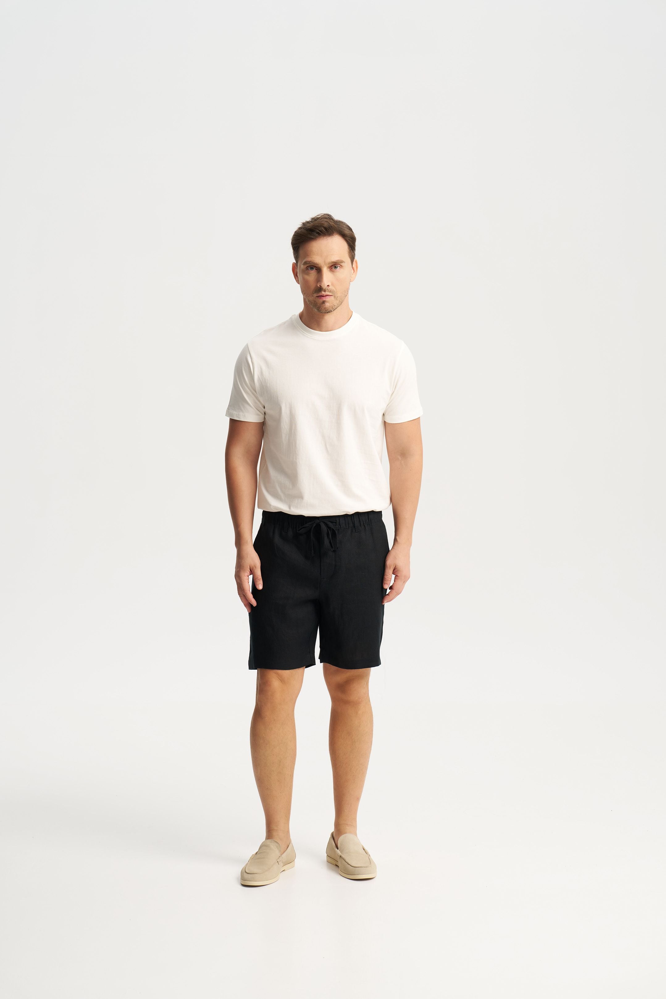 Linen Shorts Black
