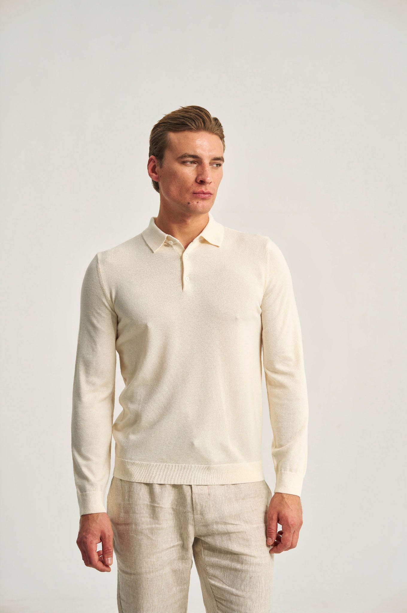 Monaco Long Sleeve Polo Beige