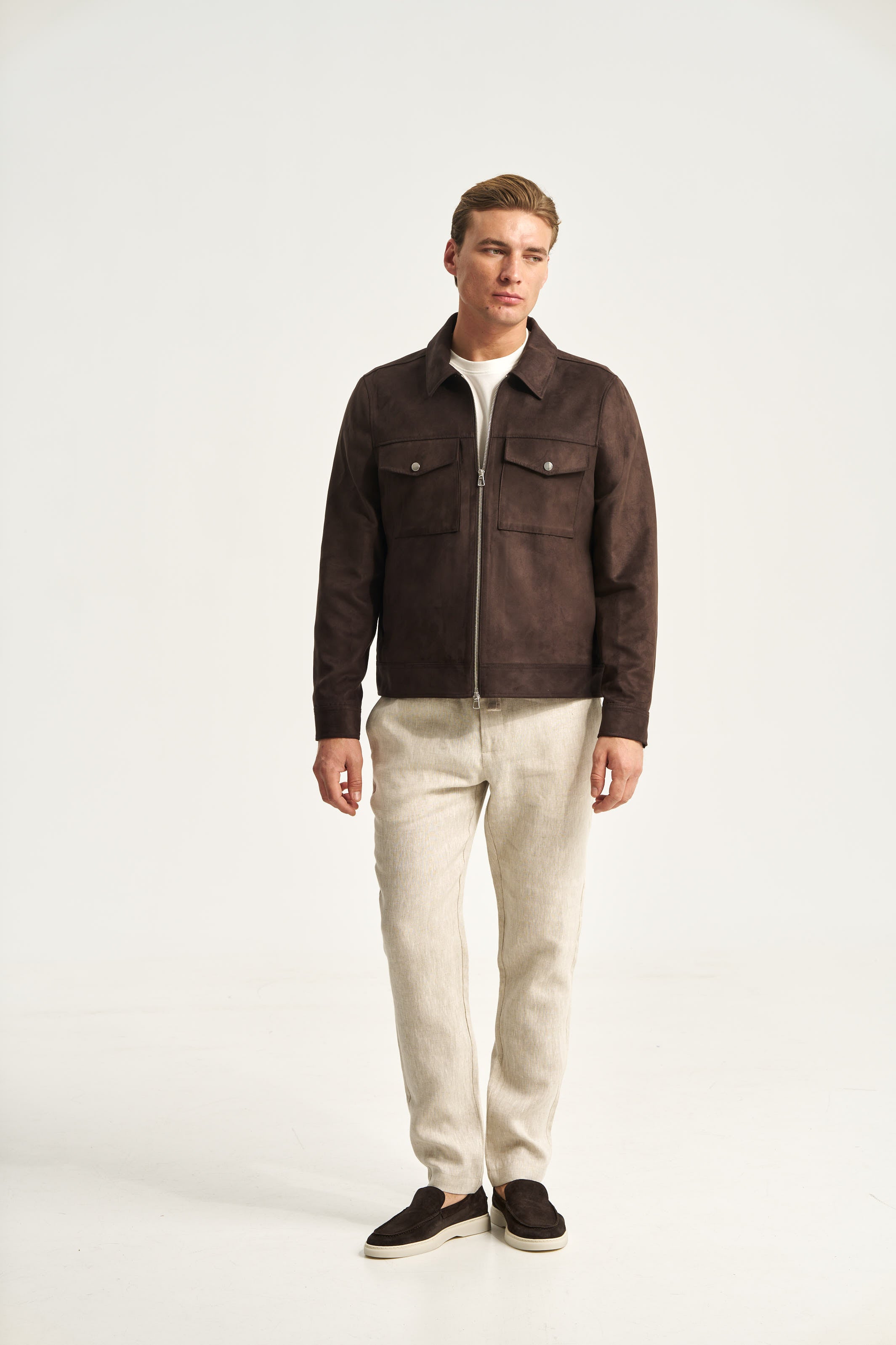 Faux Suede Jacket Brown