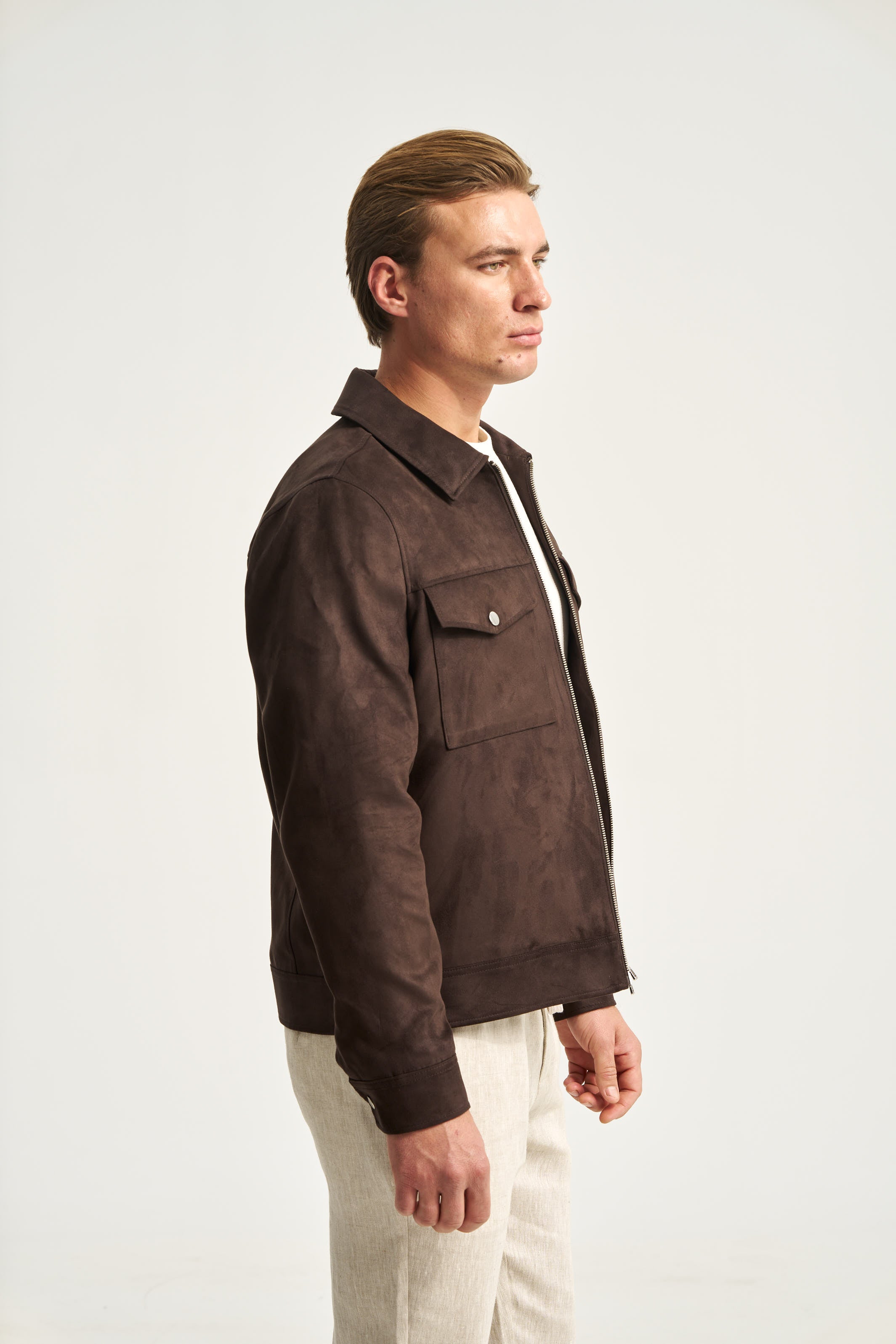 Faux Suede Jacket Brown