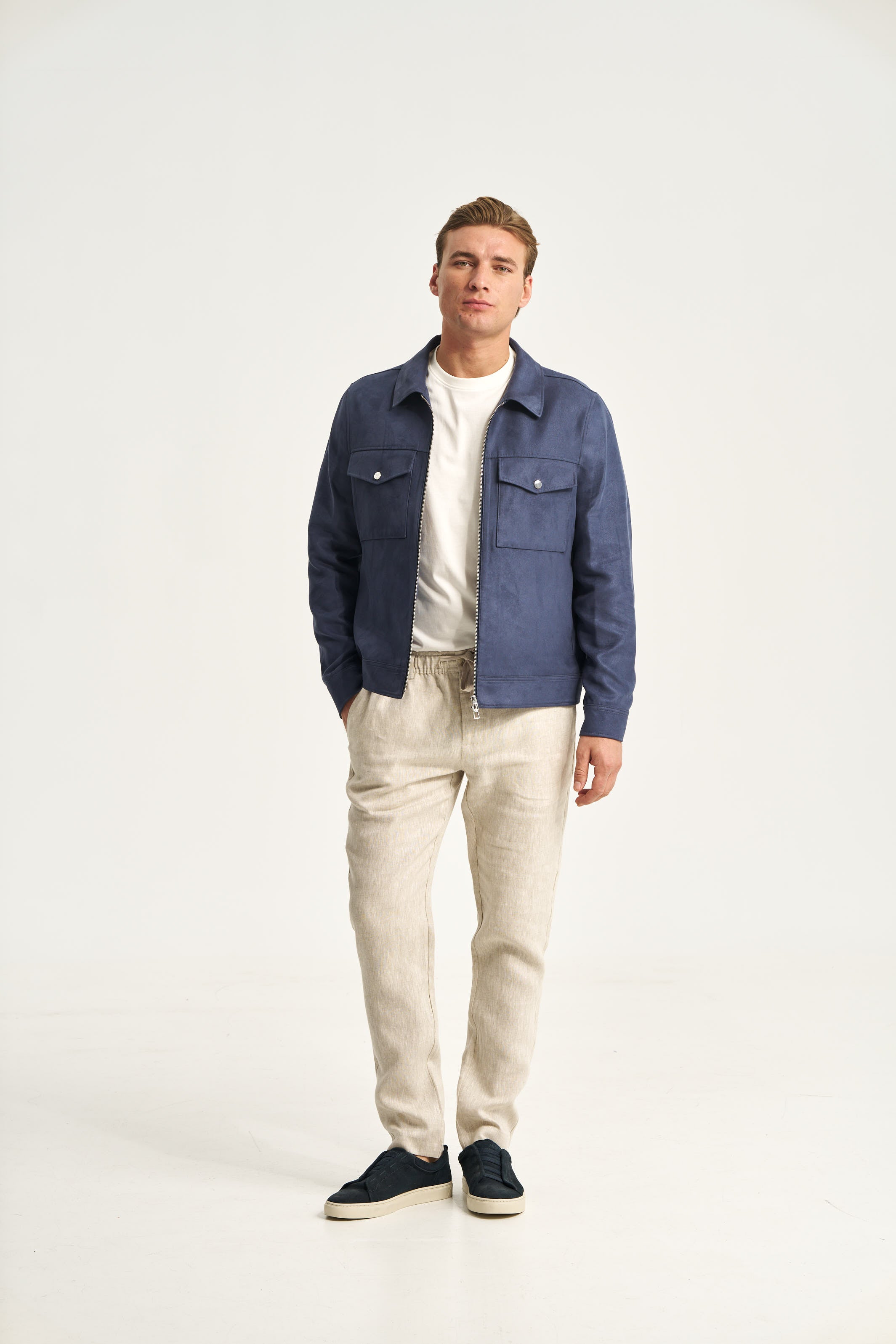 Faux Suede Jacket Blue