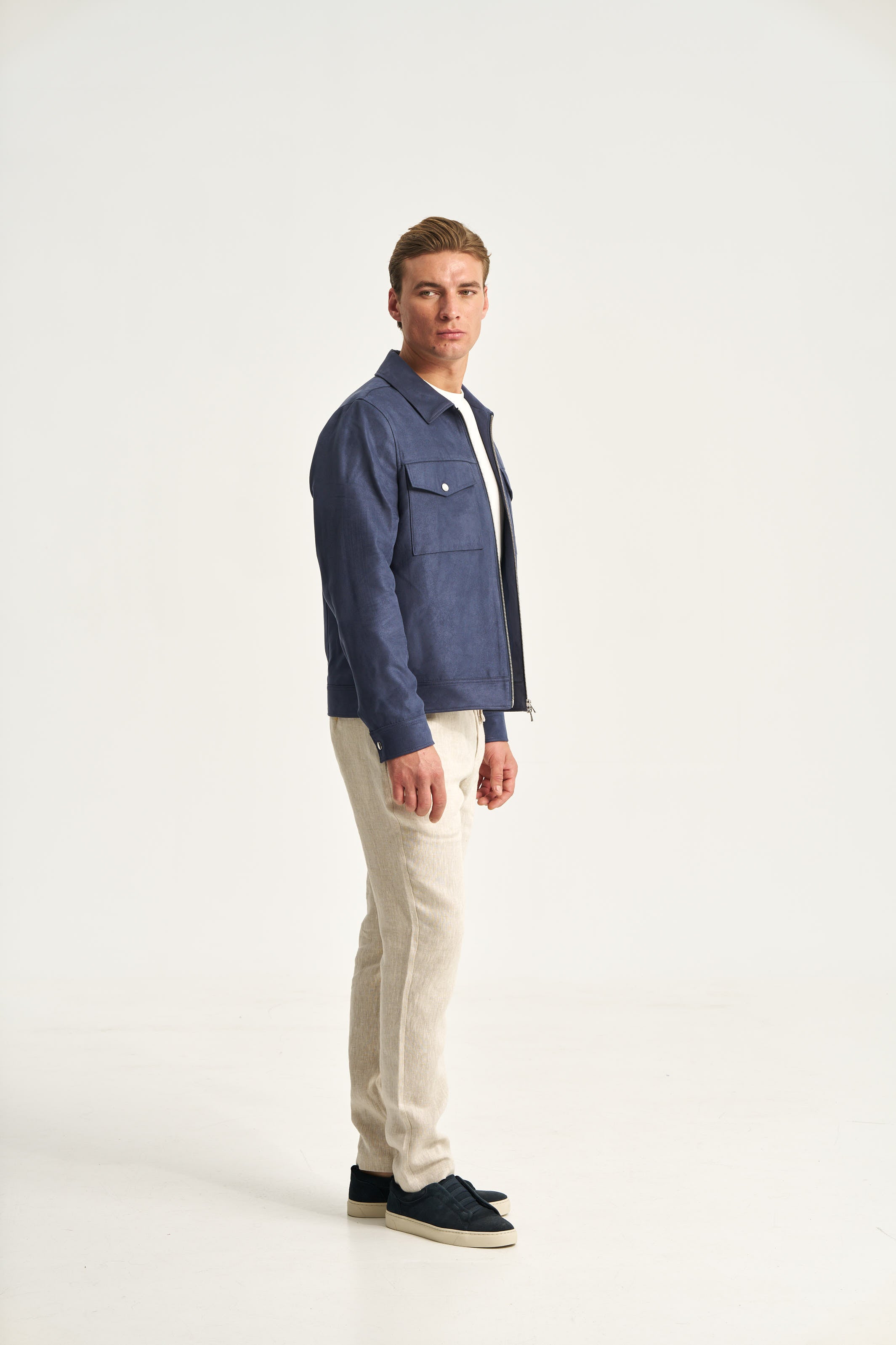 Faux Suede Jacket Blue