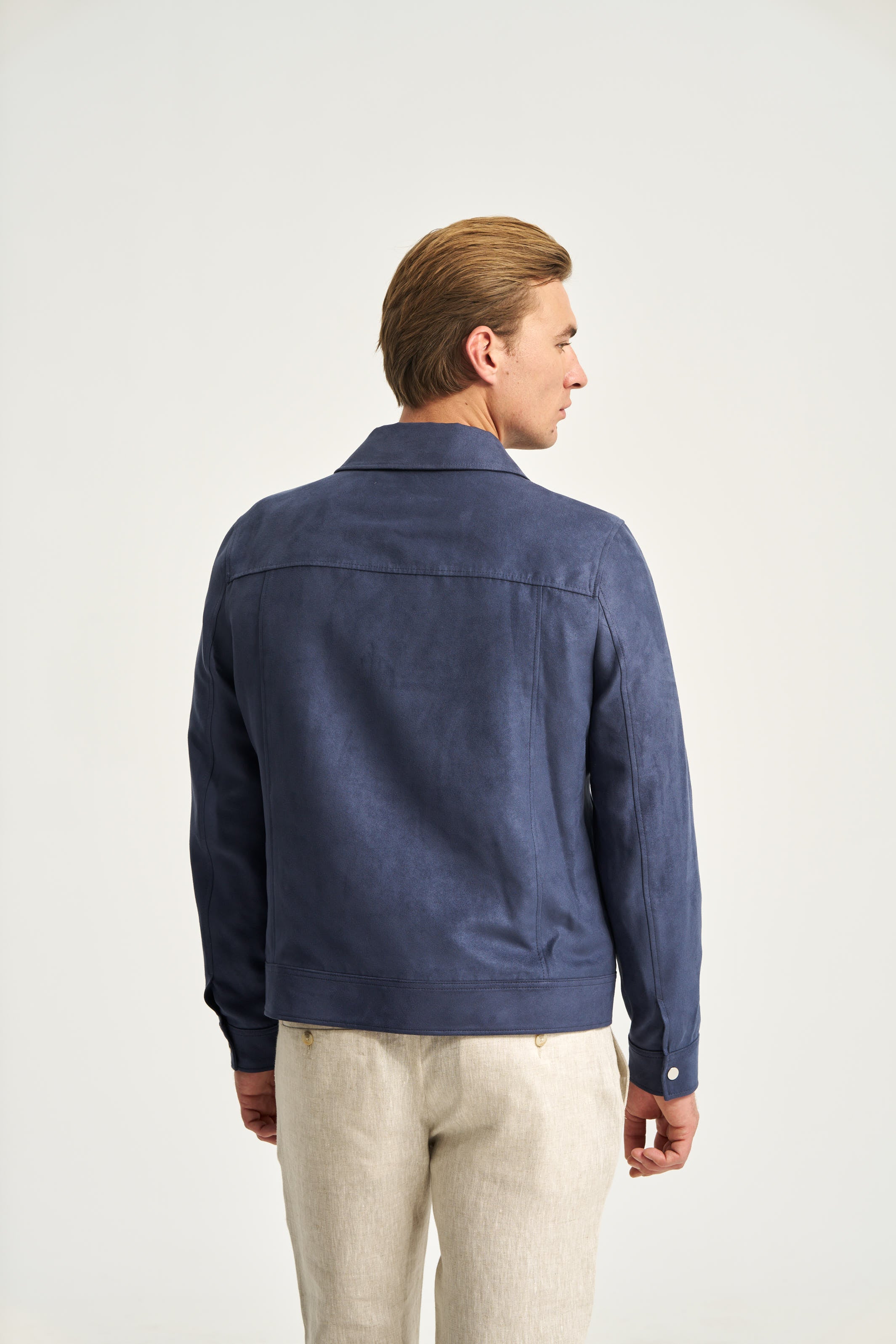 Faux Suede Jacket Blue