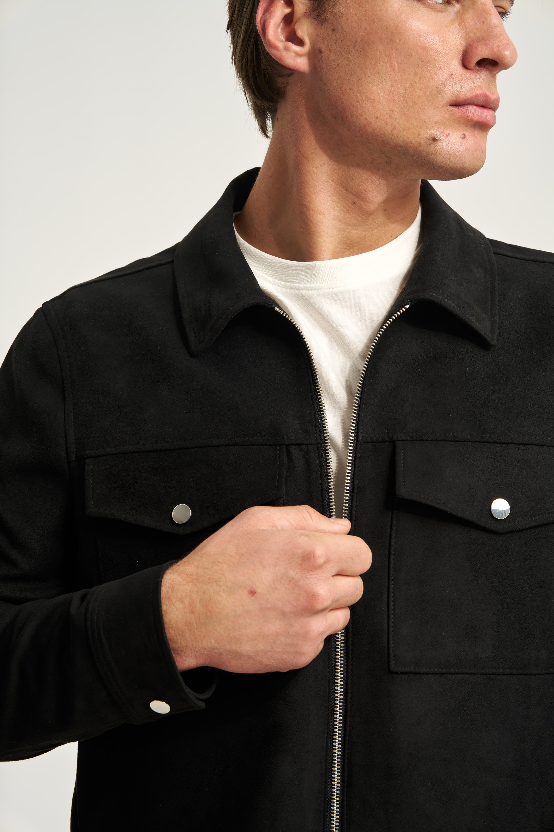 Faux Suede Jacket Black