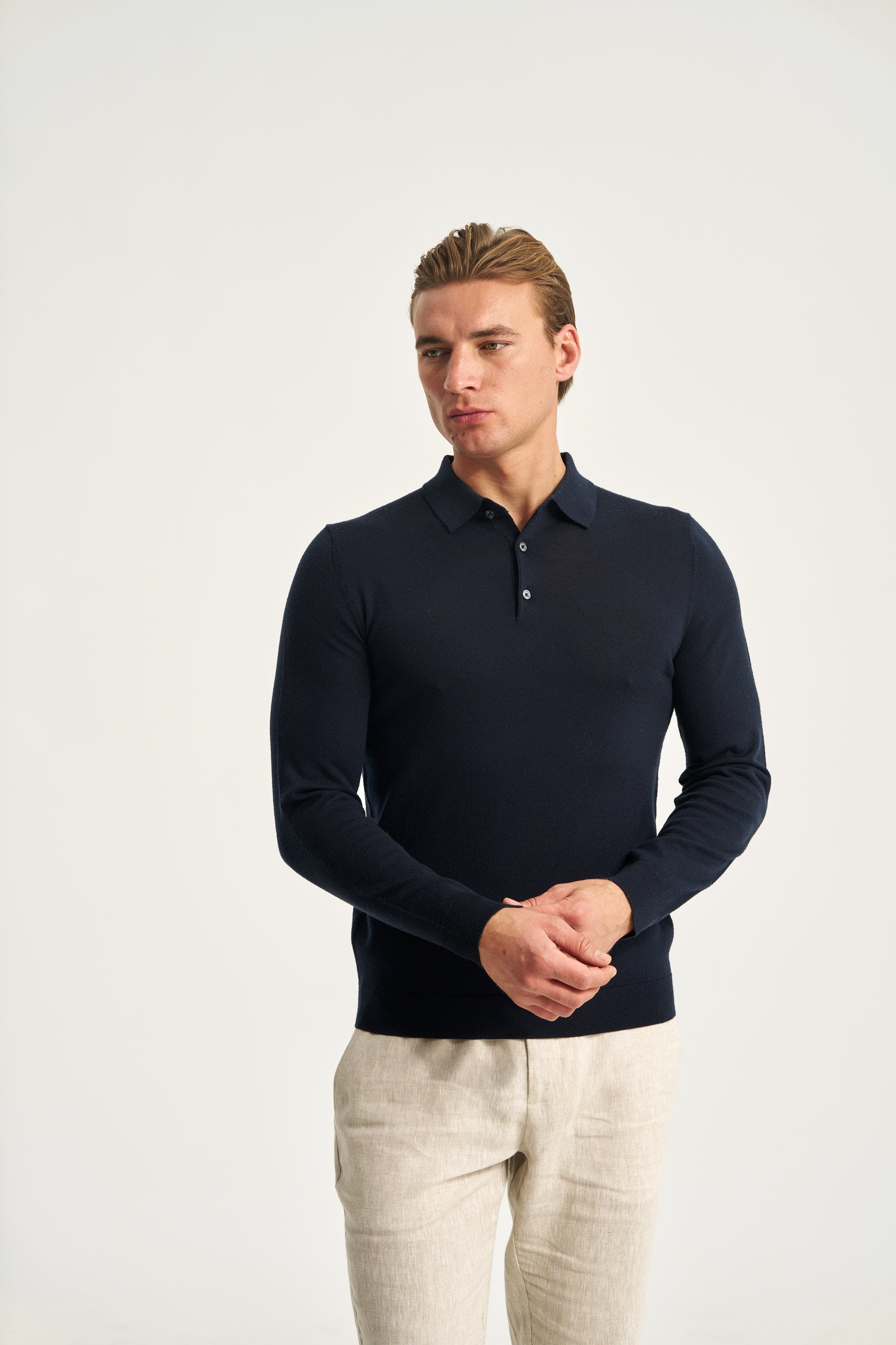 Monaco Long Sleeve Polo Navy