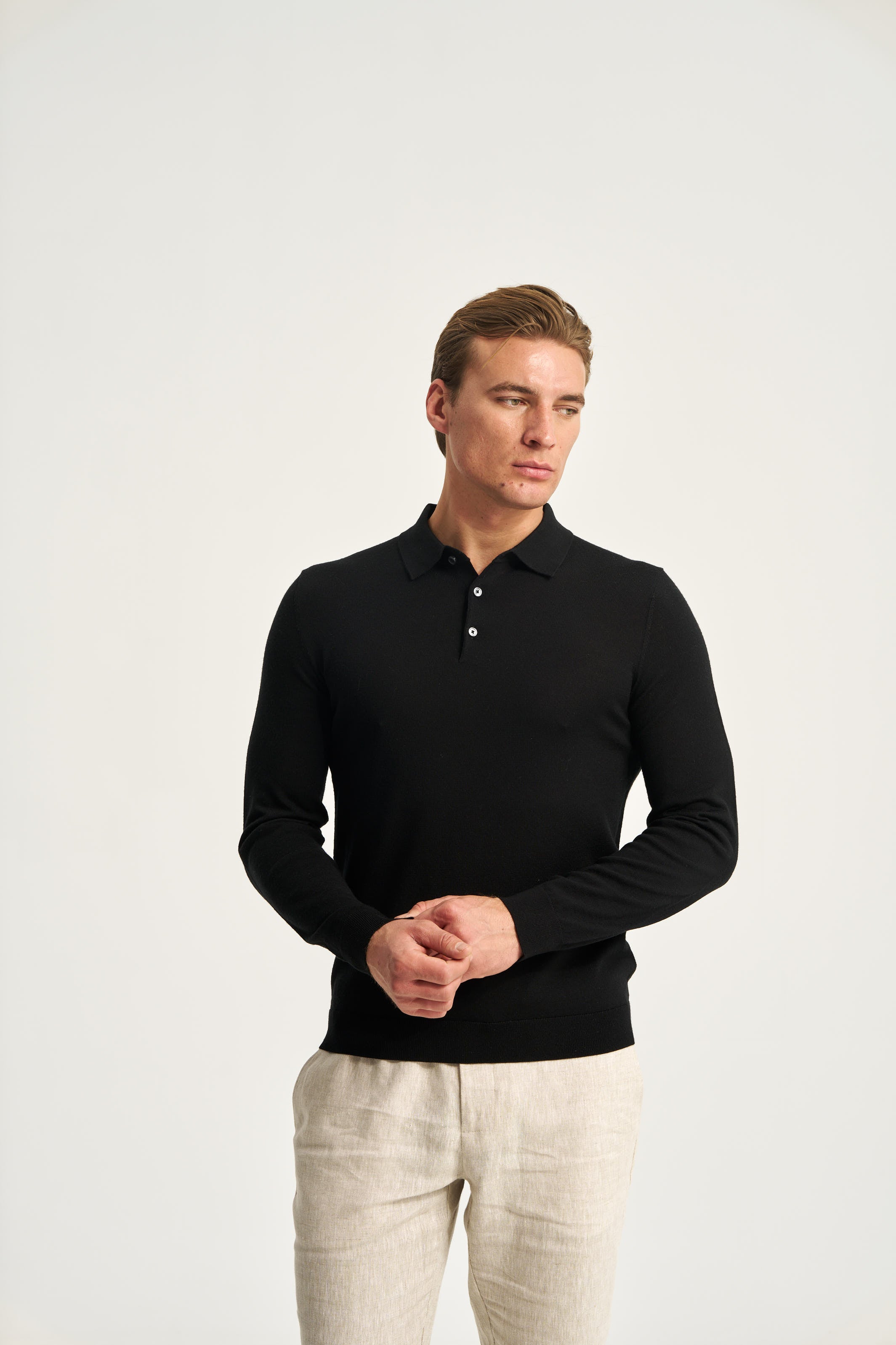 Monaco Long Sleeve Polo Black