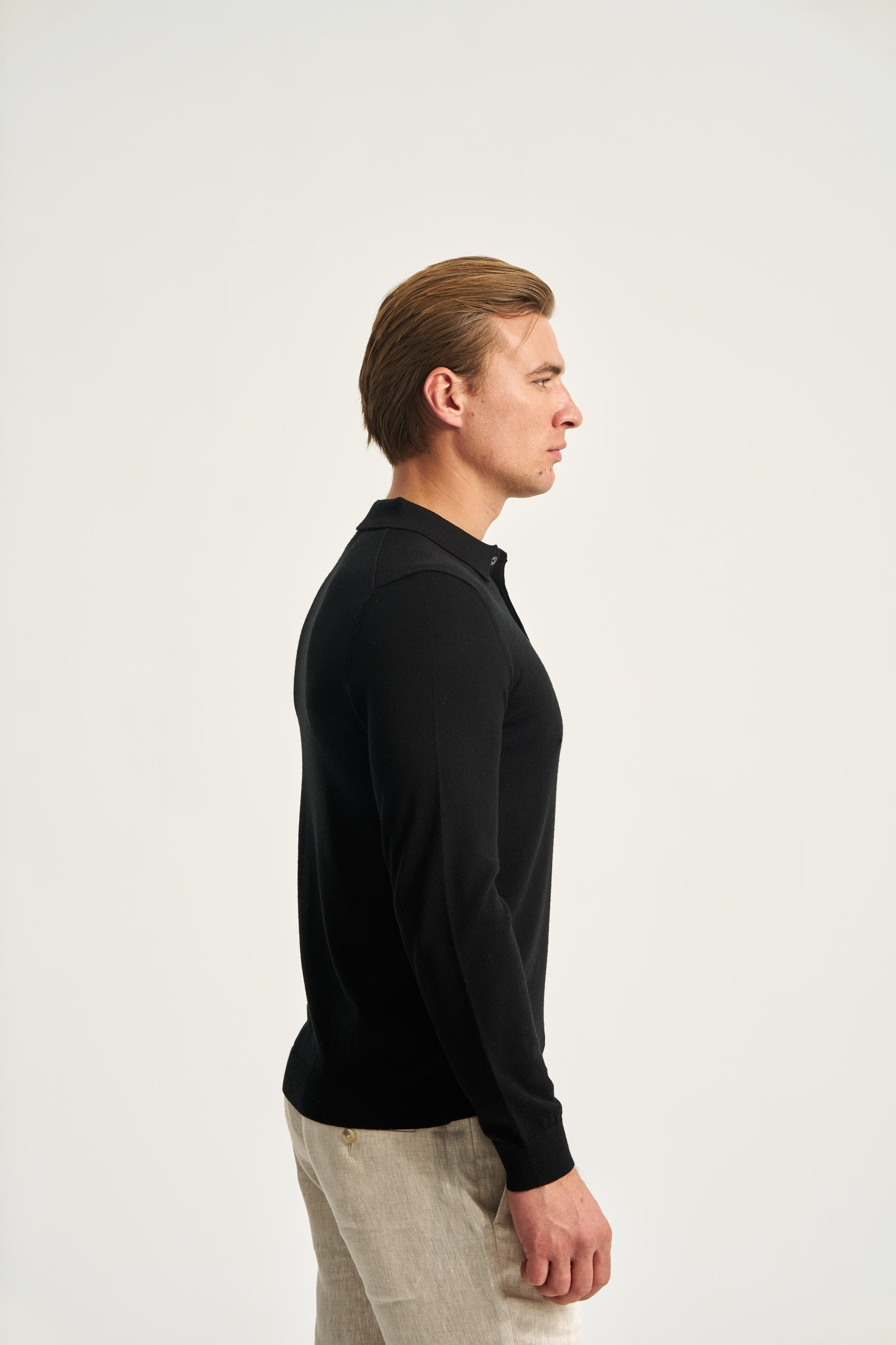 Monaco Long Sleeve Polo Black