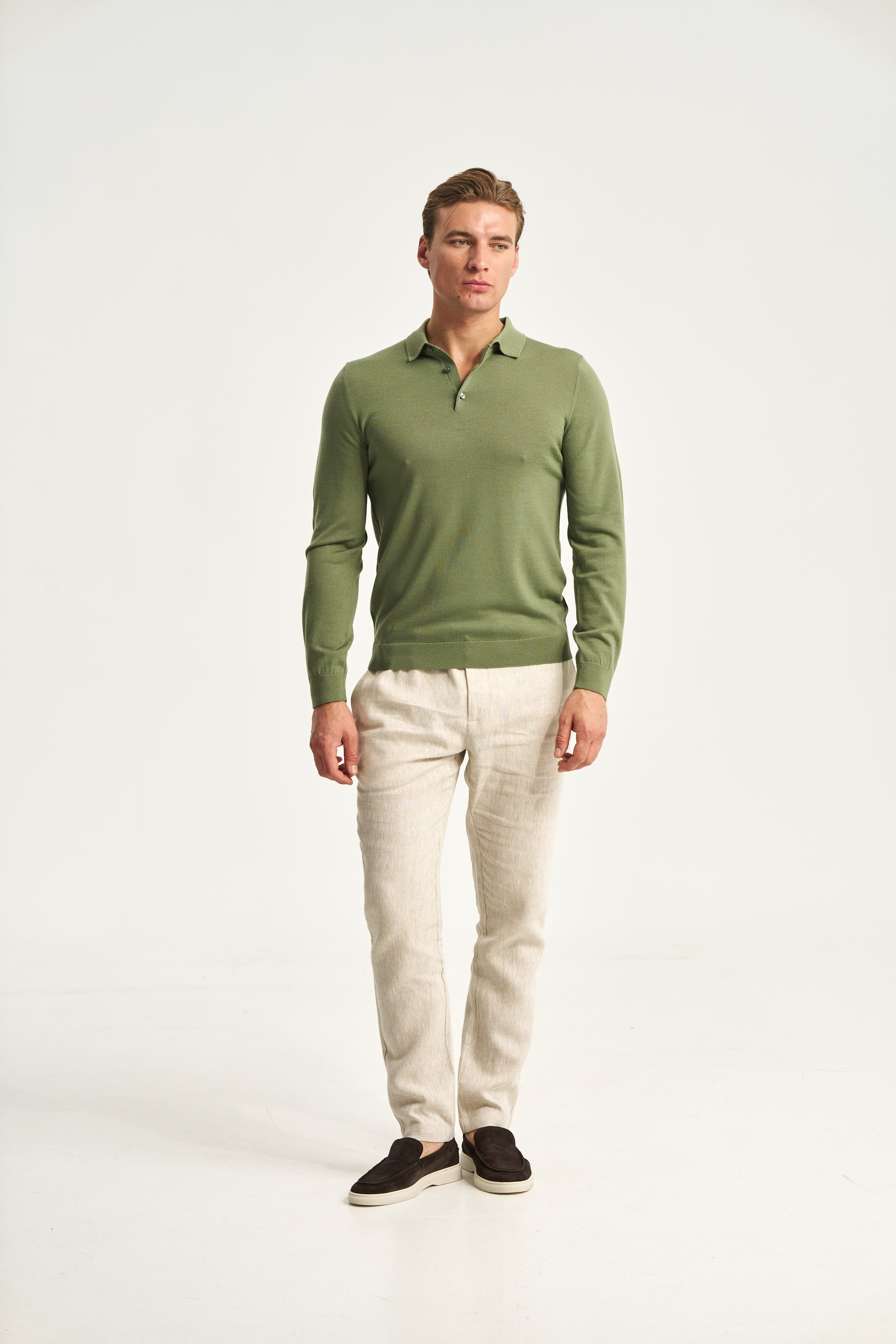 Monaco Long Sleeve Polo Green