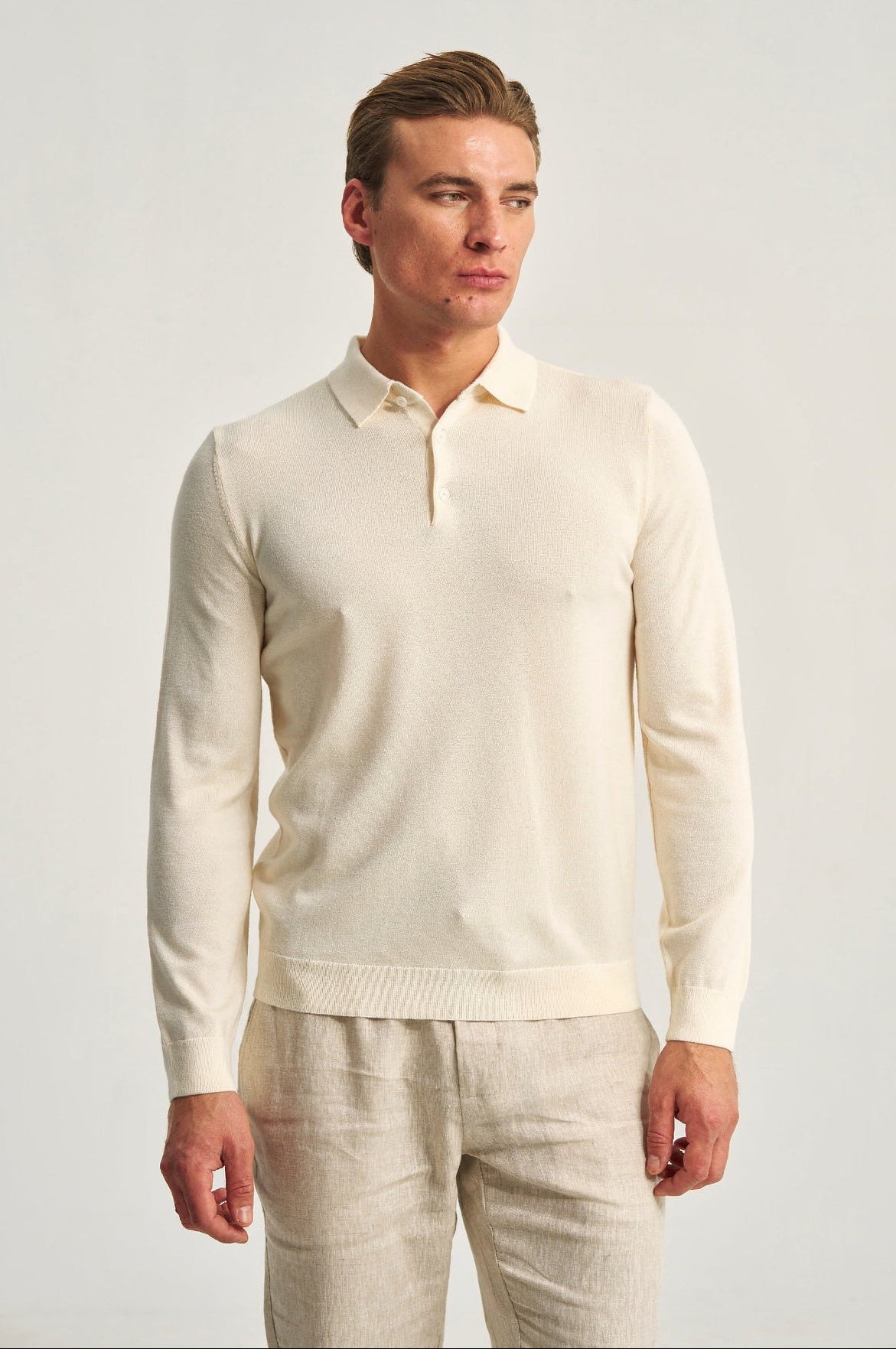 Monaco Long Sleeve Polo Beige