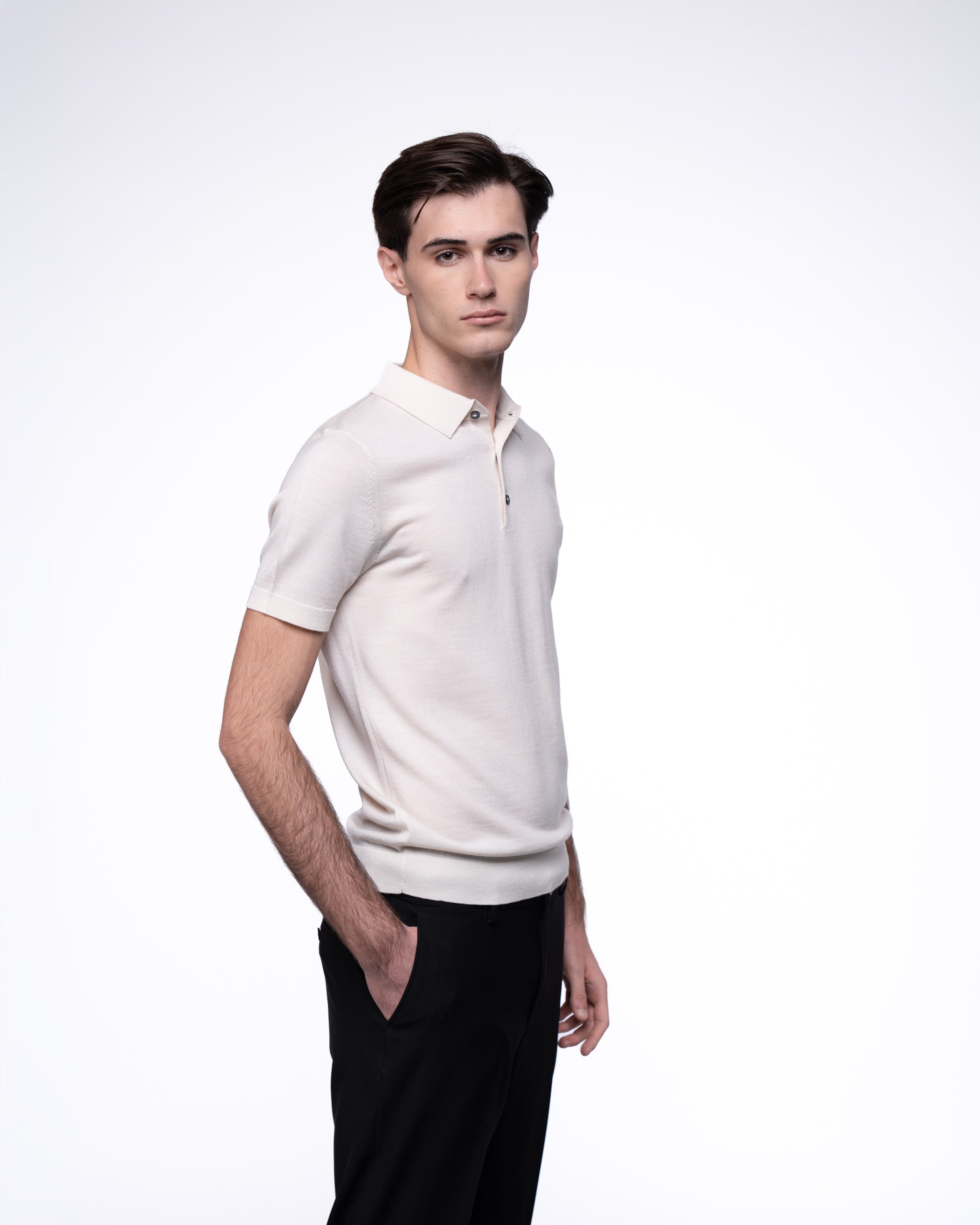 Monaco Short Sleeve Polo Ecru