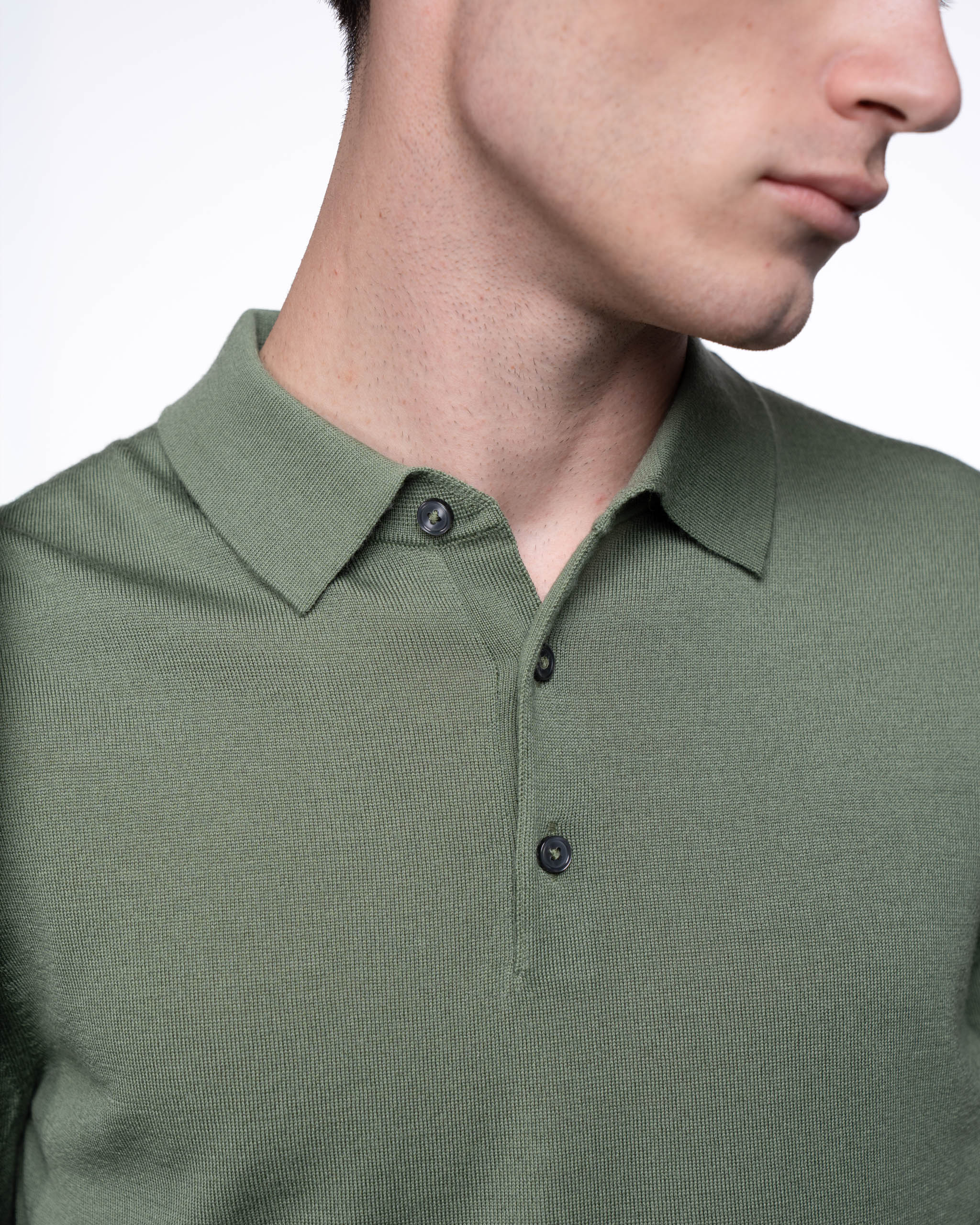 Monaco Long Sleeve Polo Khaki