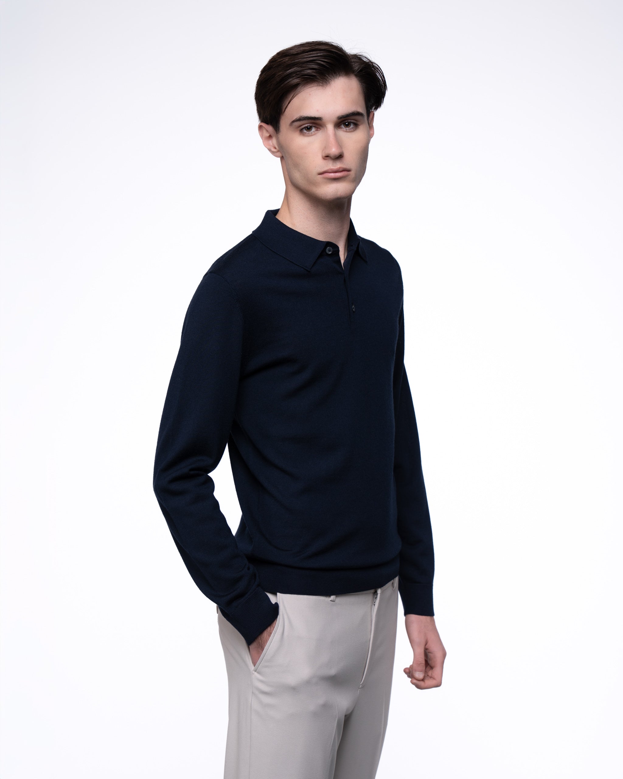 Monaco Long Sleeve Polo Navy