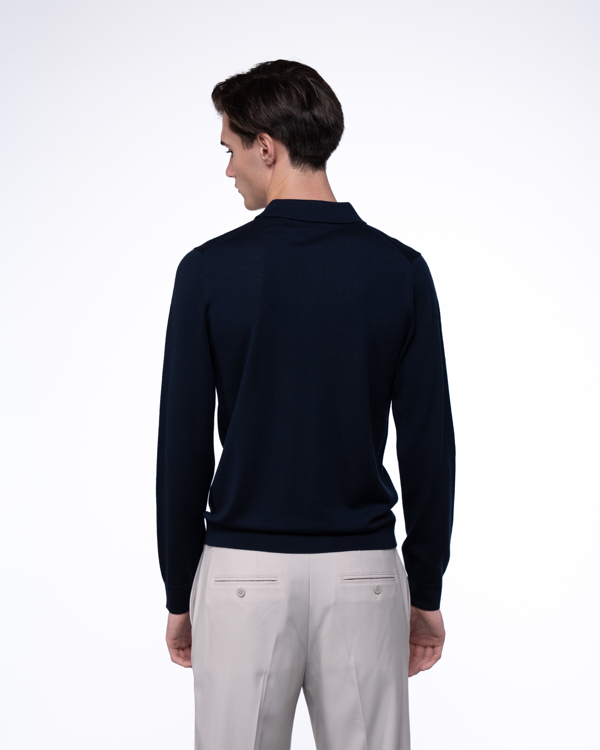 Monaco Long Sleeve Polo Navy