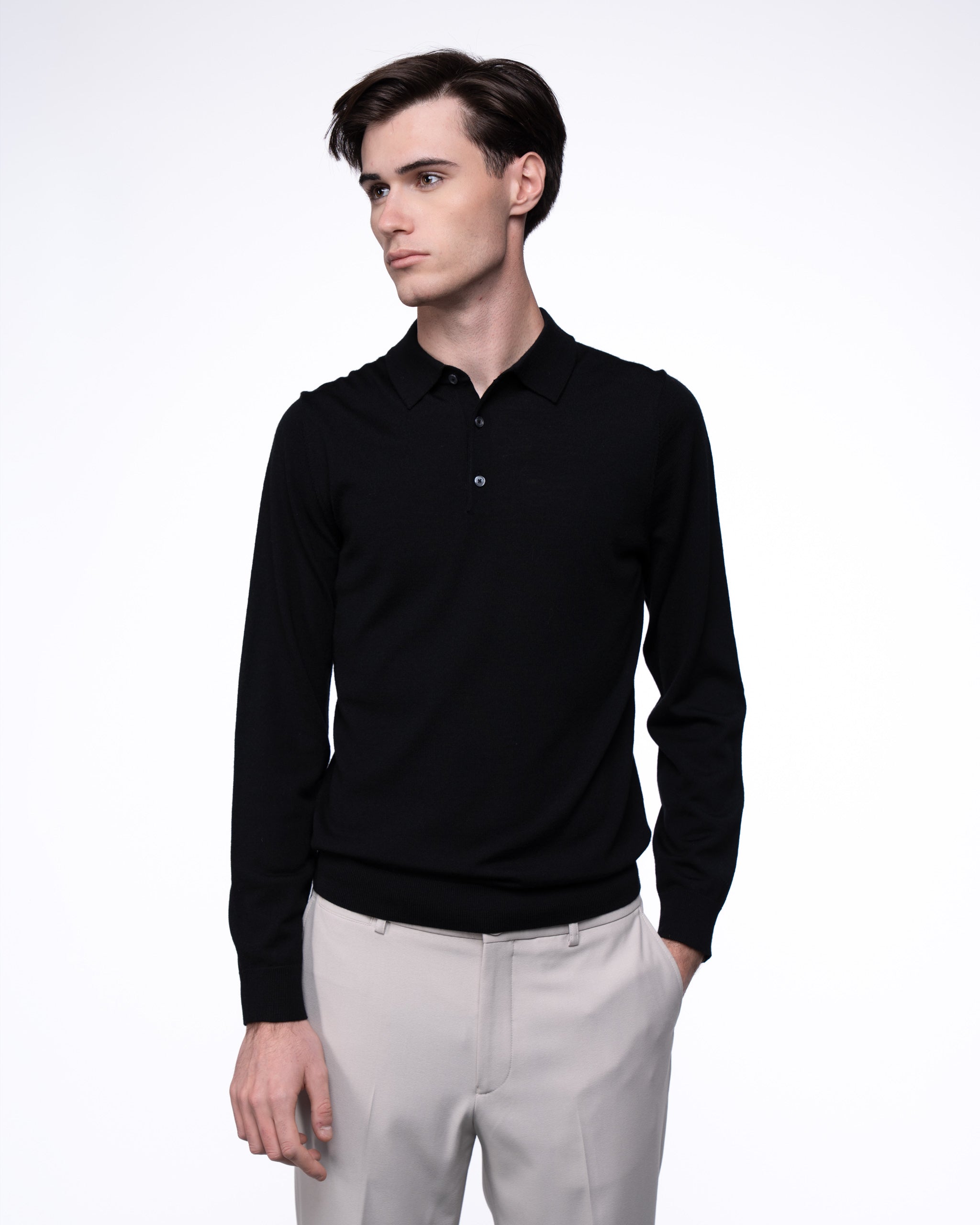 Monaco Long Sleeve Polo Black