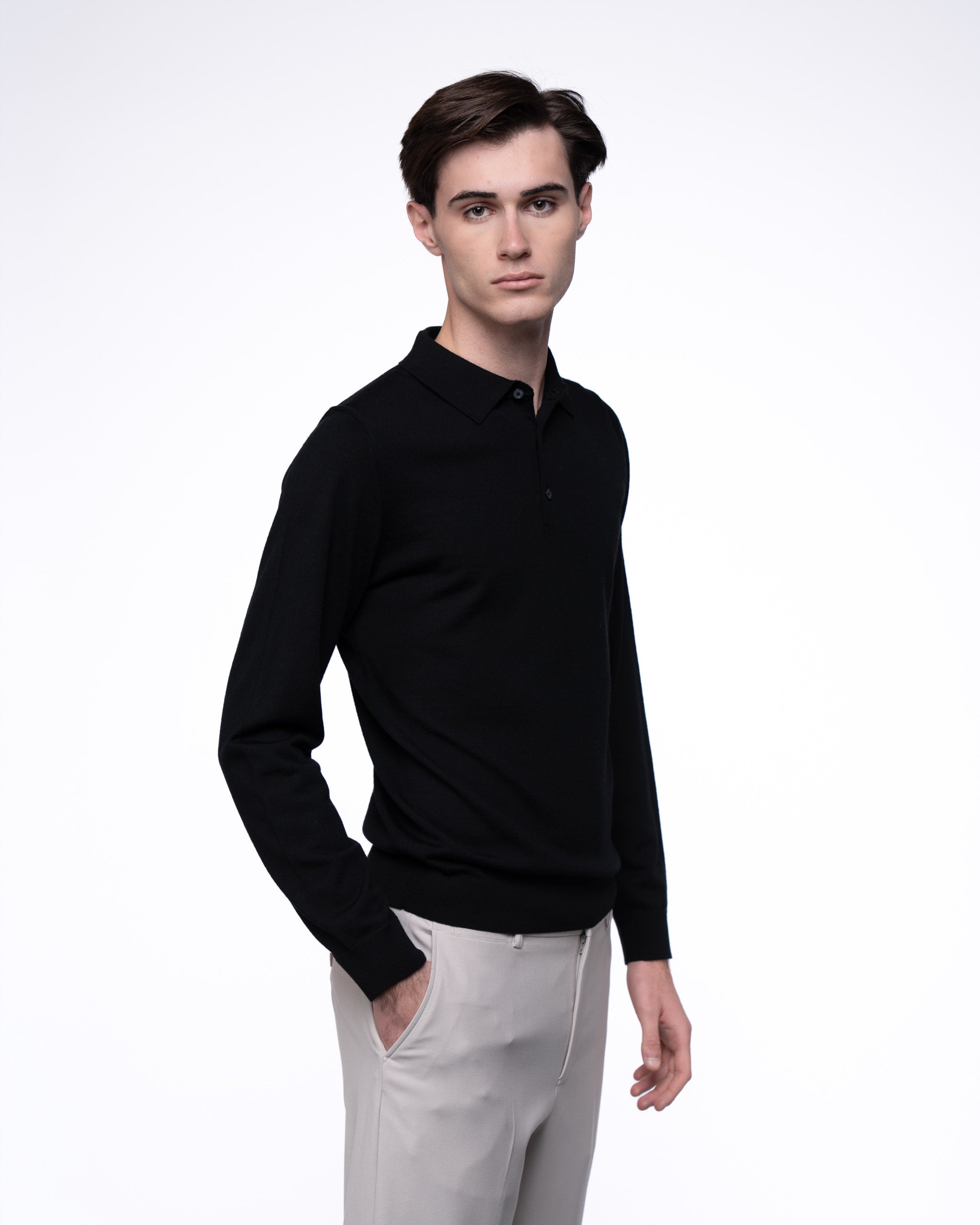Monaco Long Sleeve Polo Black