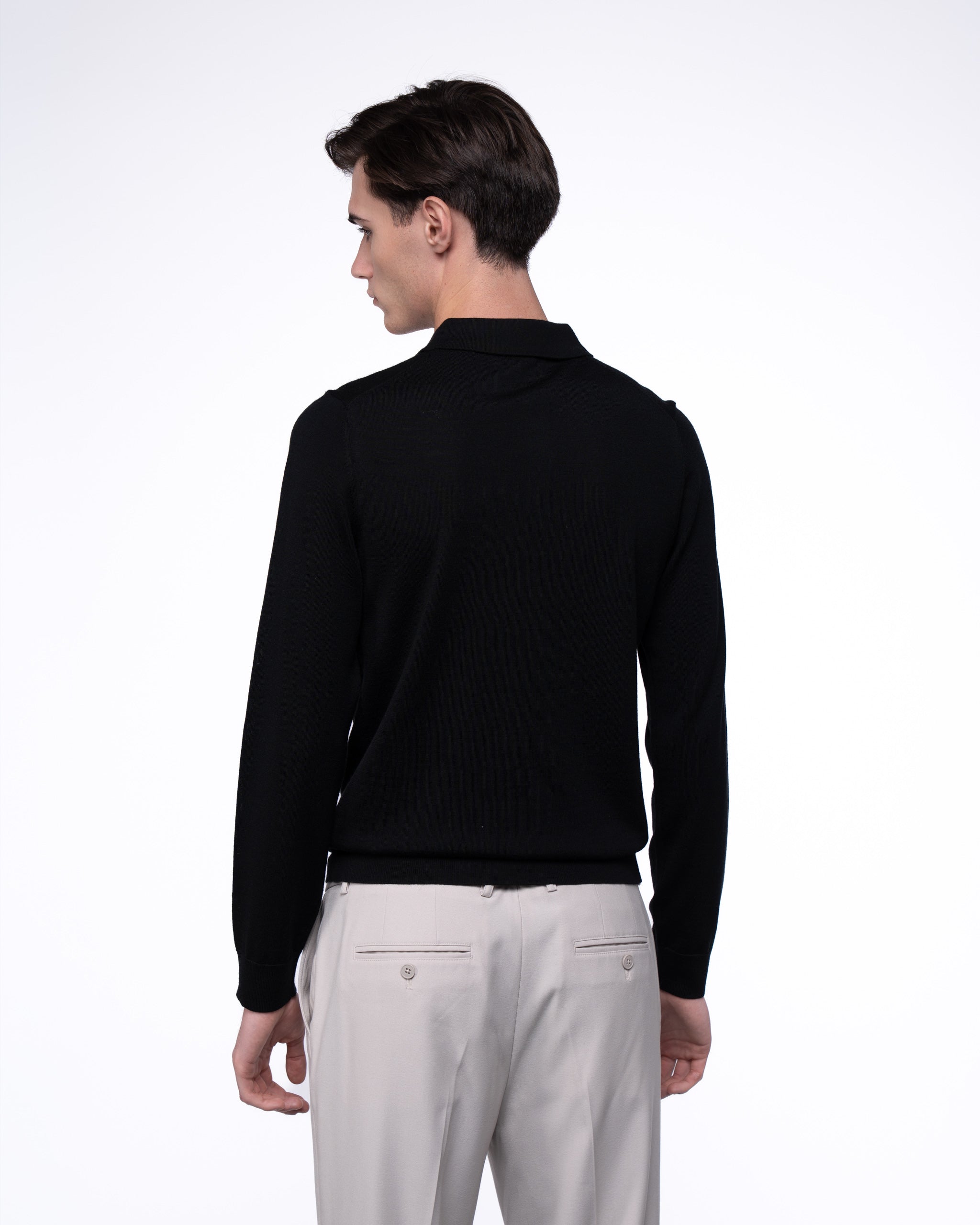 Monaco Long Sleeve Polo Black