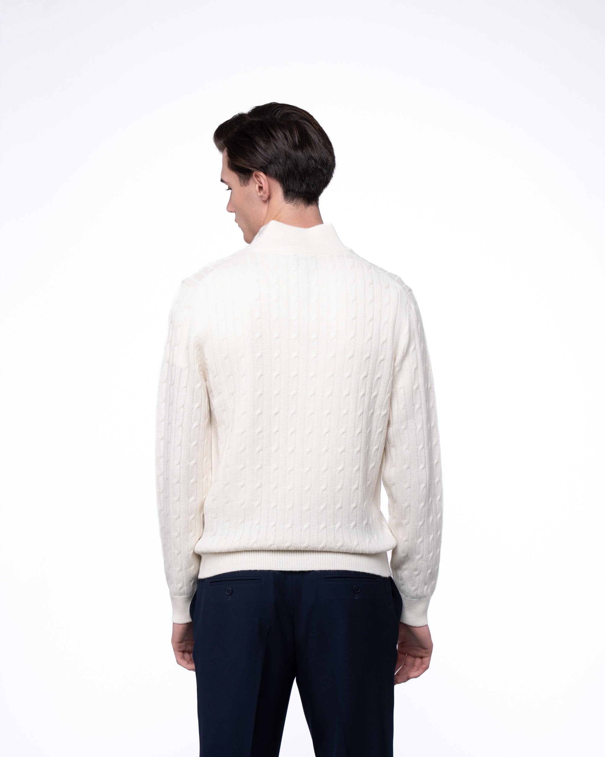Cable Knit Full Zip Jumper Ecru