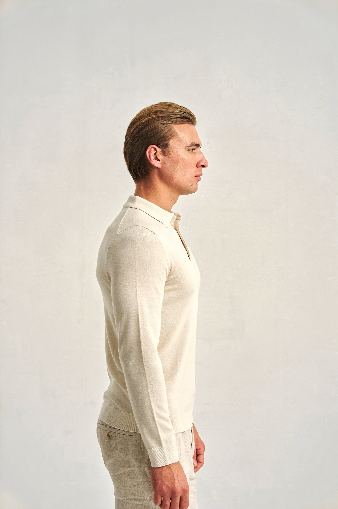Monaco Long Sleeve Polo Beige