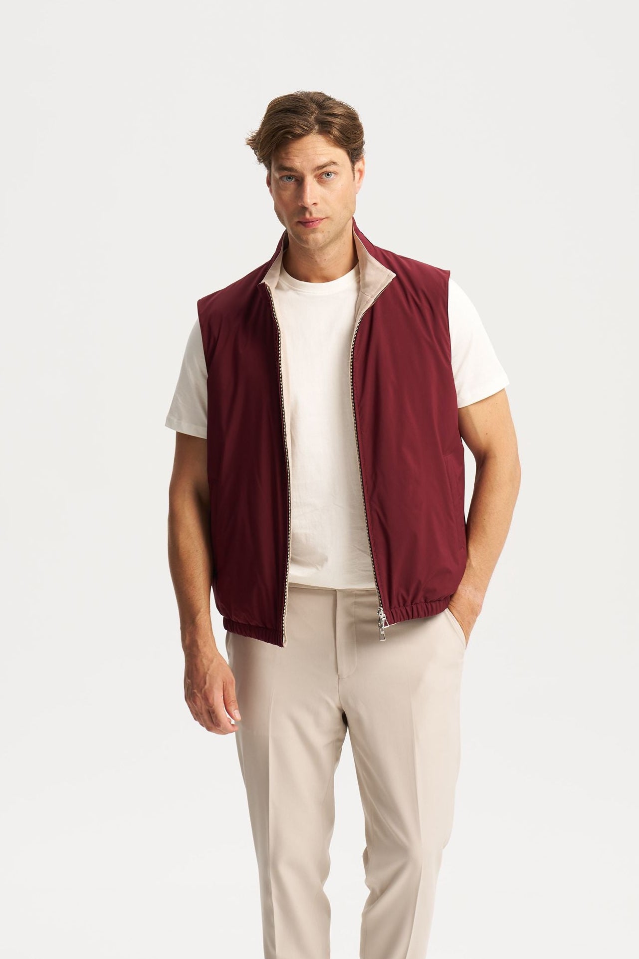 Como Reversible Vest Burgundy