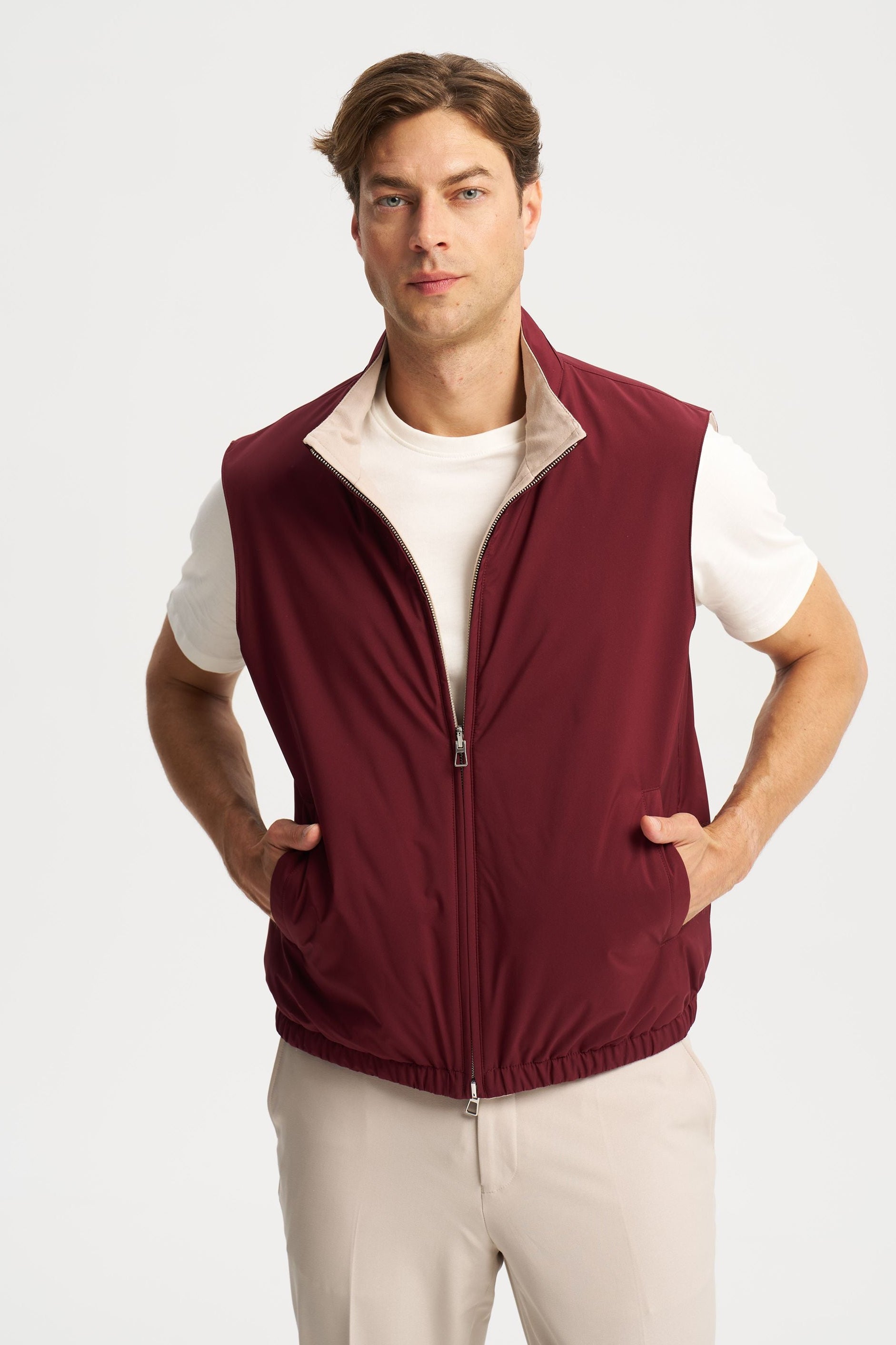 Como Reversible Vest Burgundy