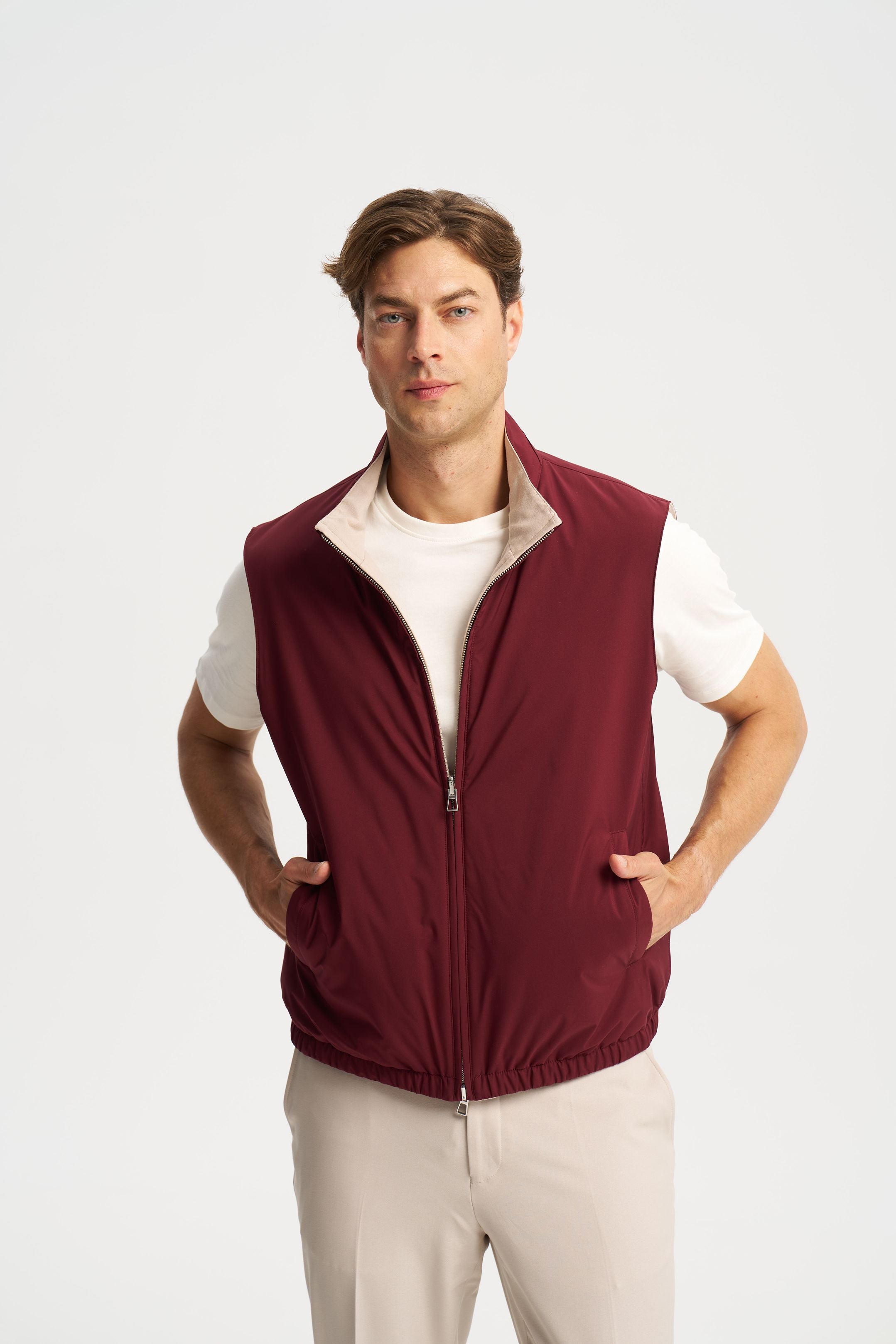 Como Reversible Vest Burgundy