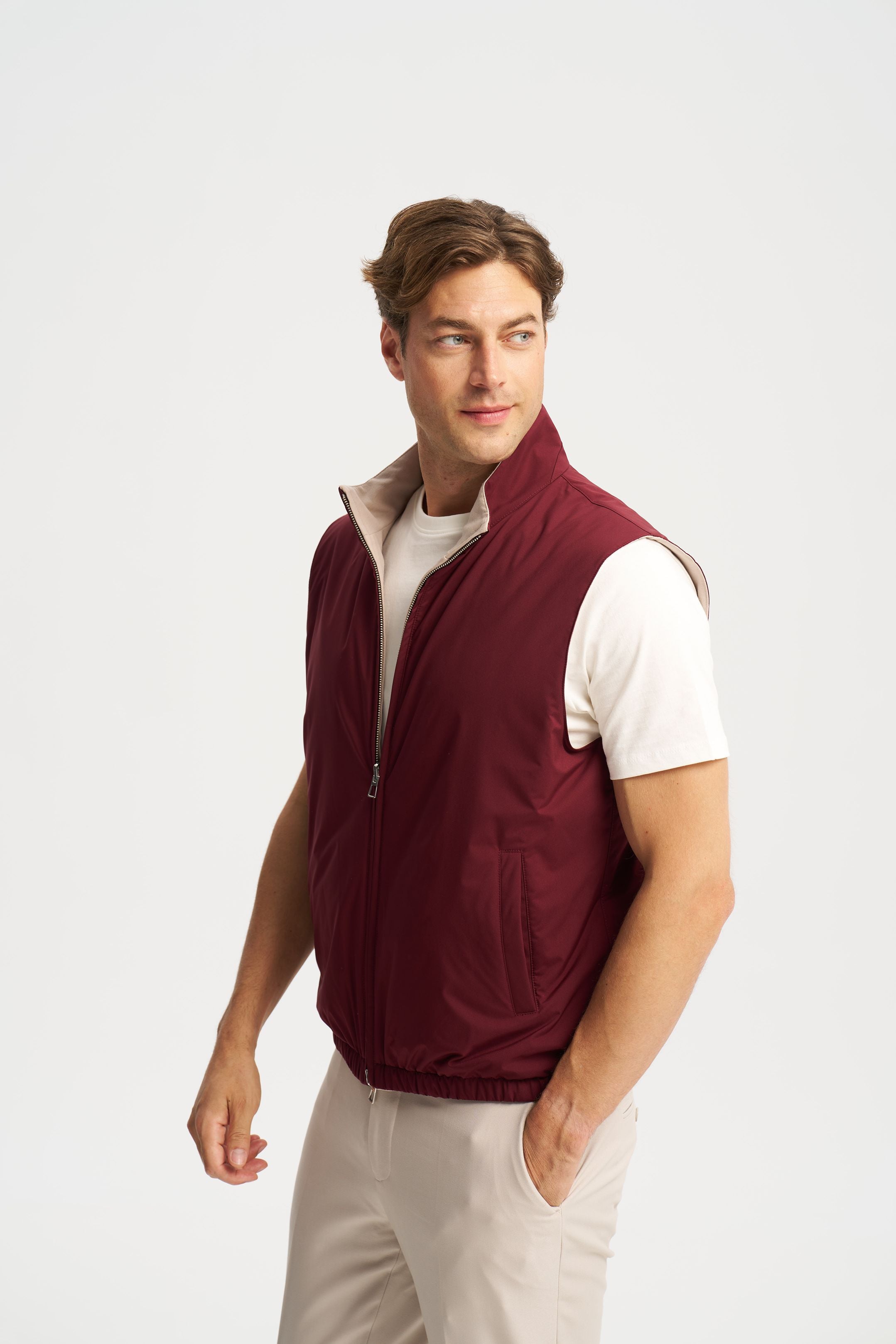 Como Reversible Vest Burgundy