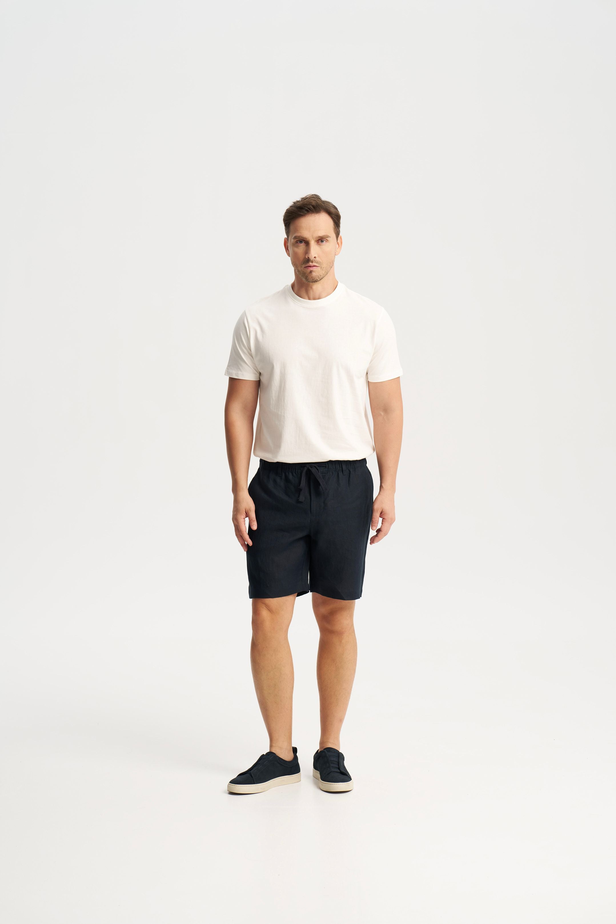 Linen Shorts Navy