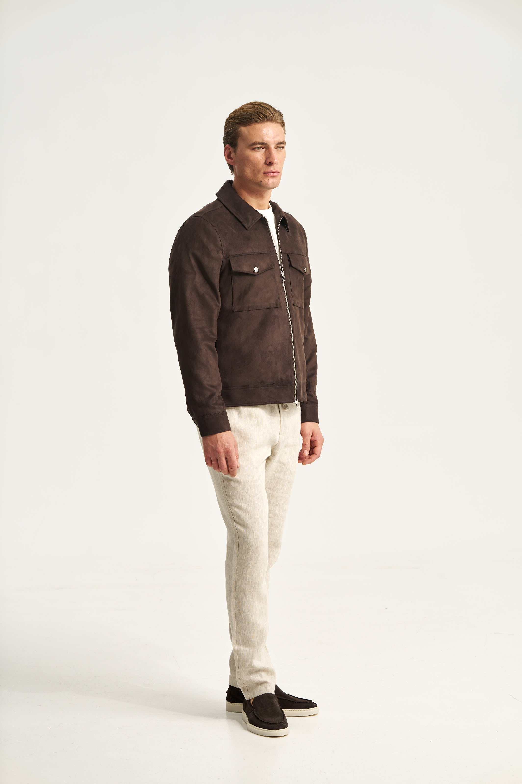 Faux Suede Jacket Brown