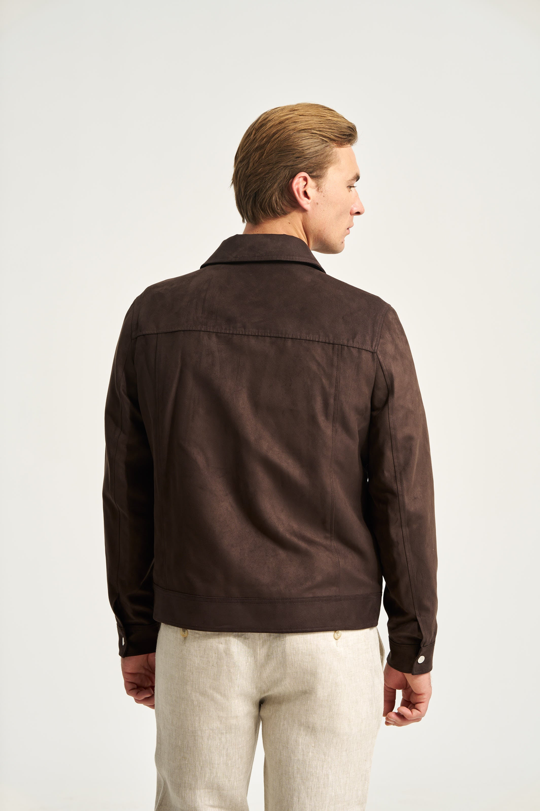 Faux Suede Jacket Brown