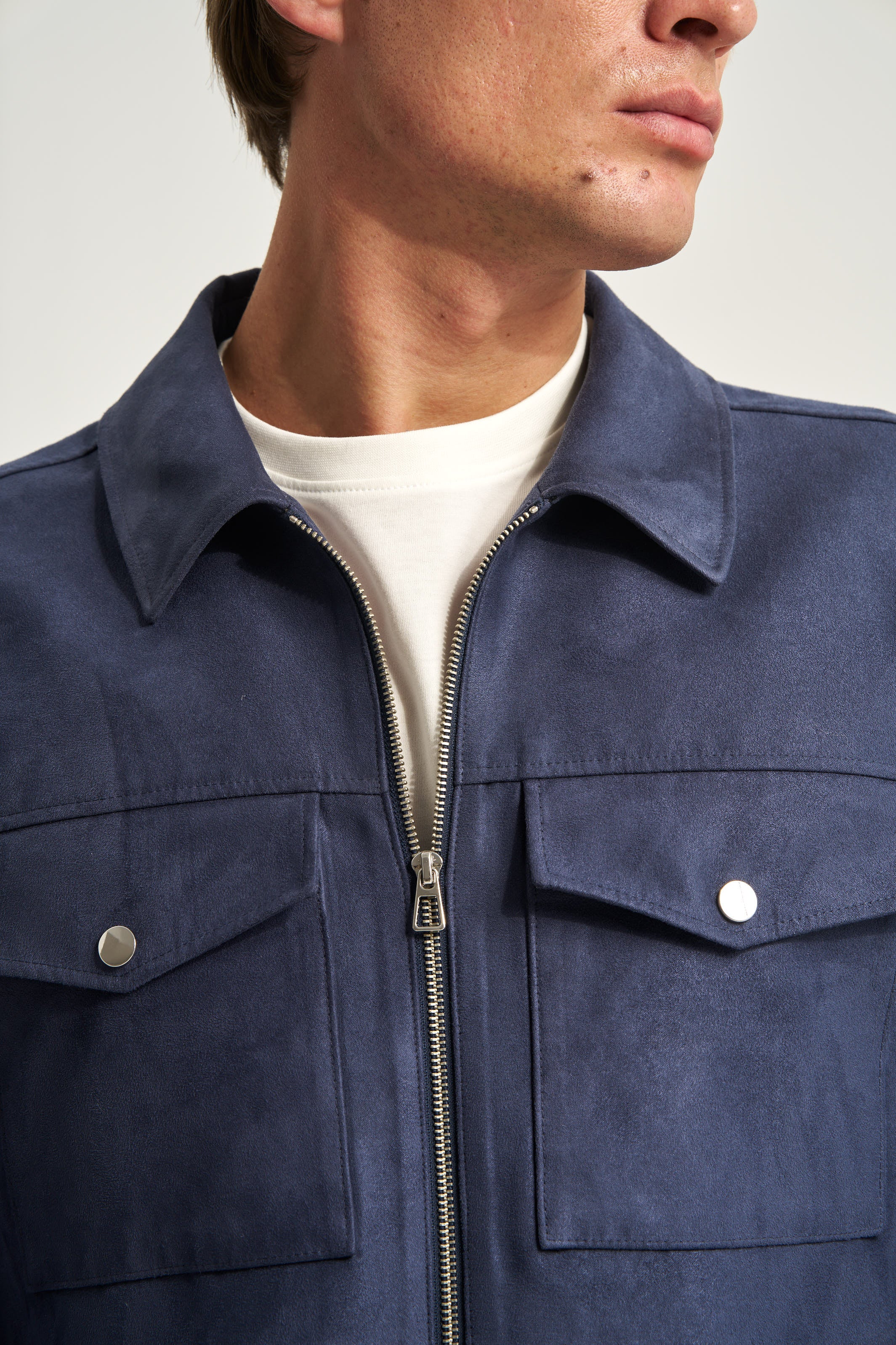 Faux Suede Jacket Blue