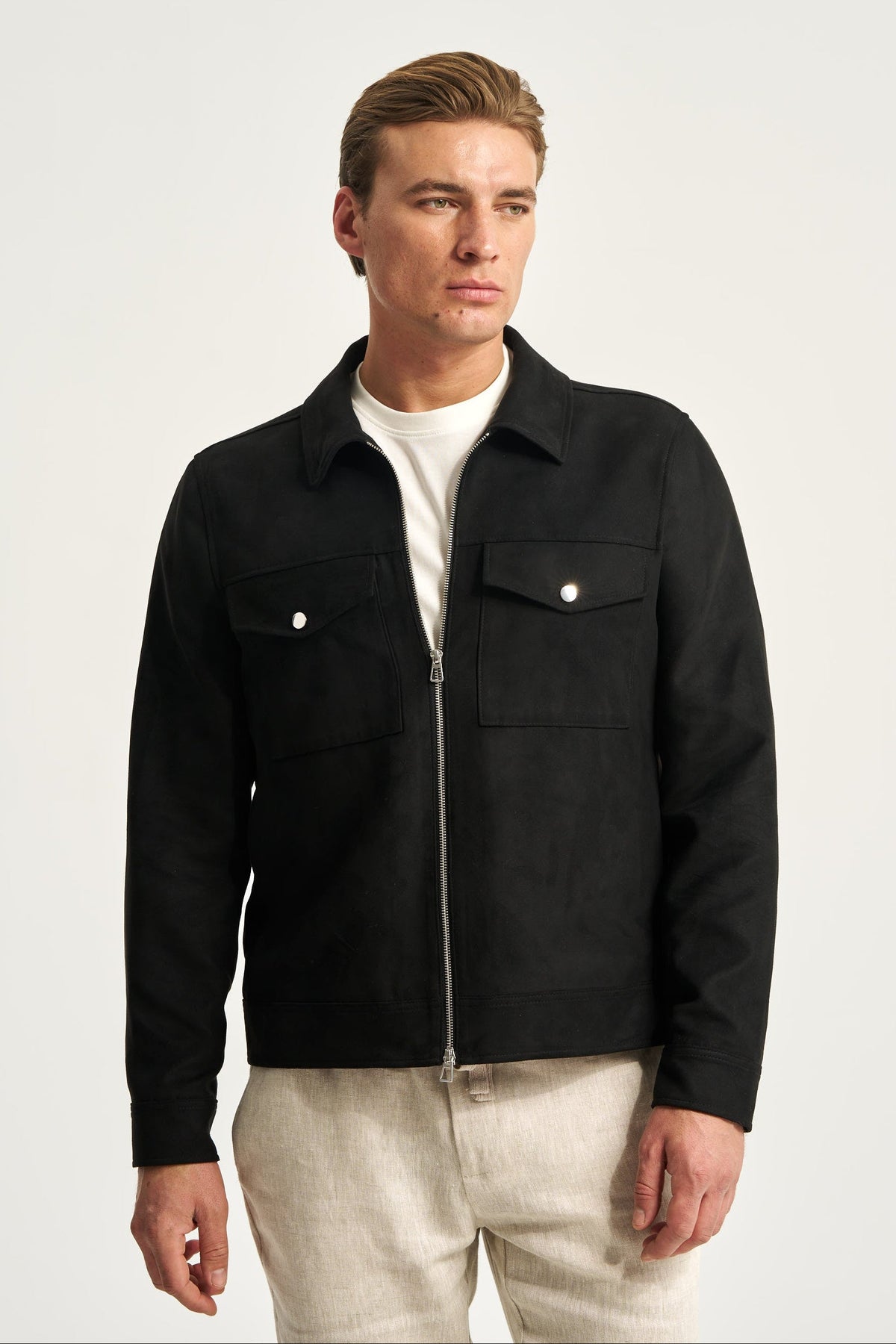 Faux Suede Jacket Black