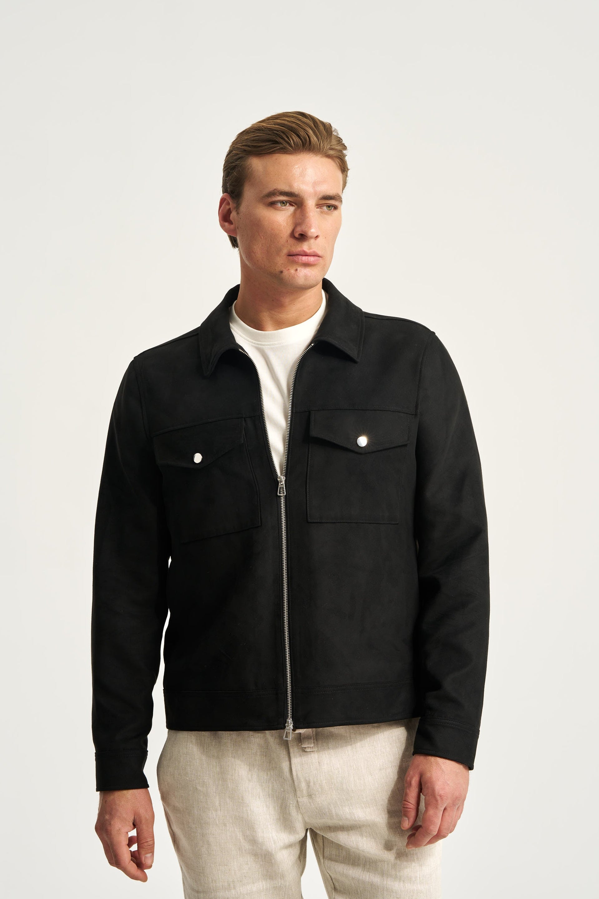Faux Suede Jacket Black