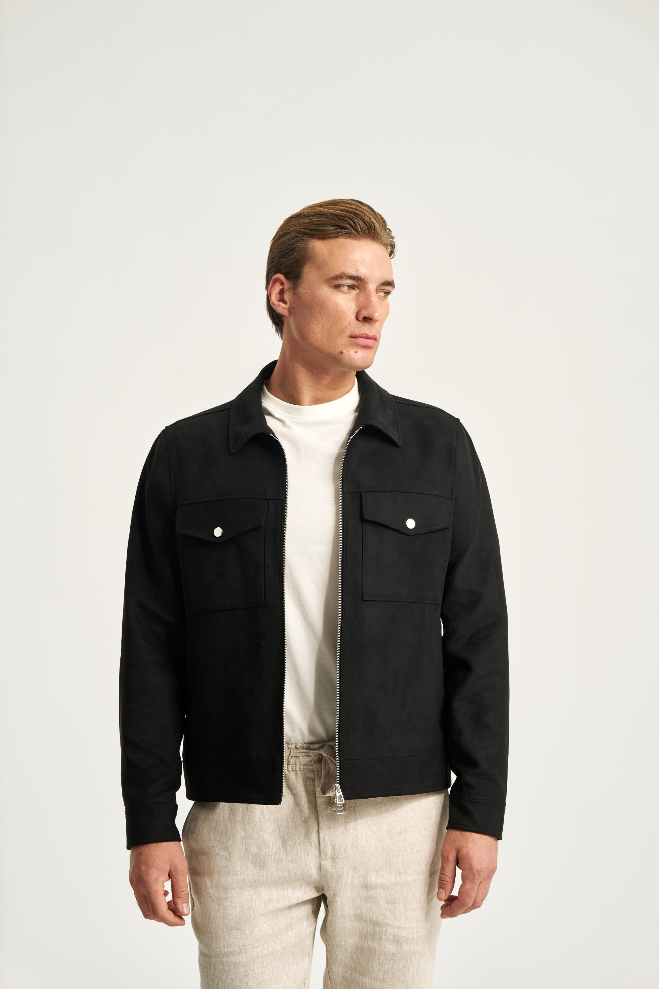 Faux Suede Jacket Black