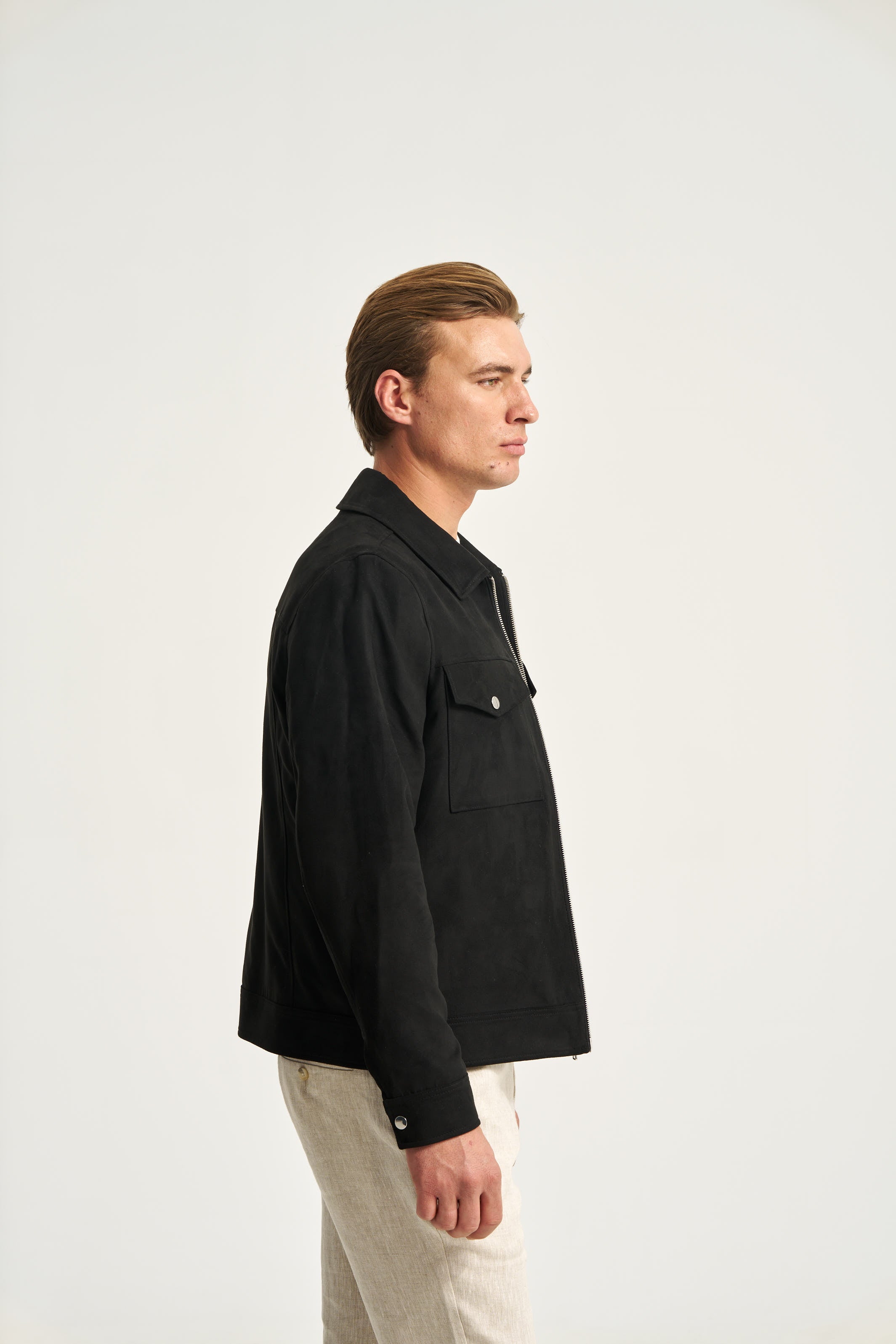 Faux Suede Jacket Black