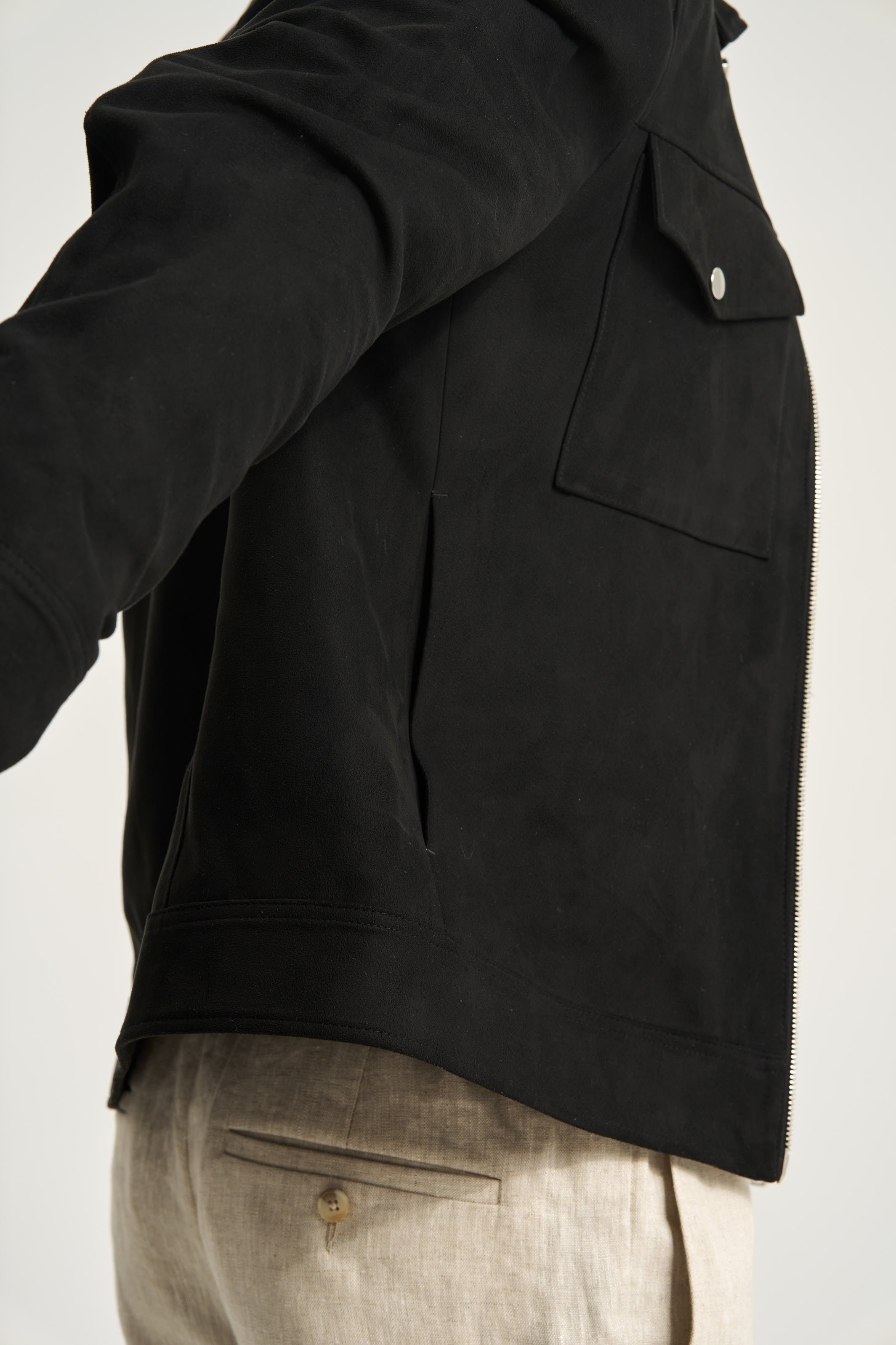 Faux Suede Jacket Black