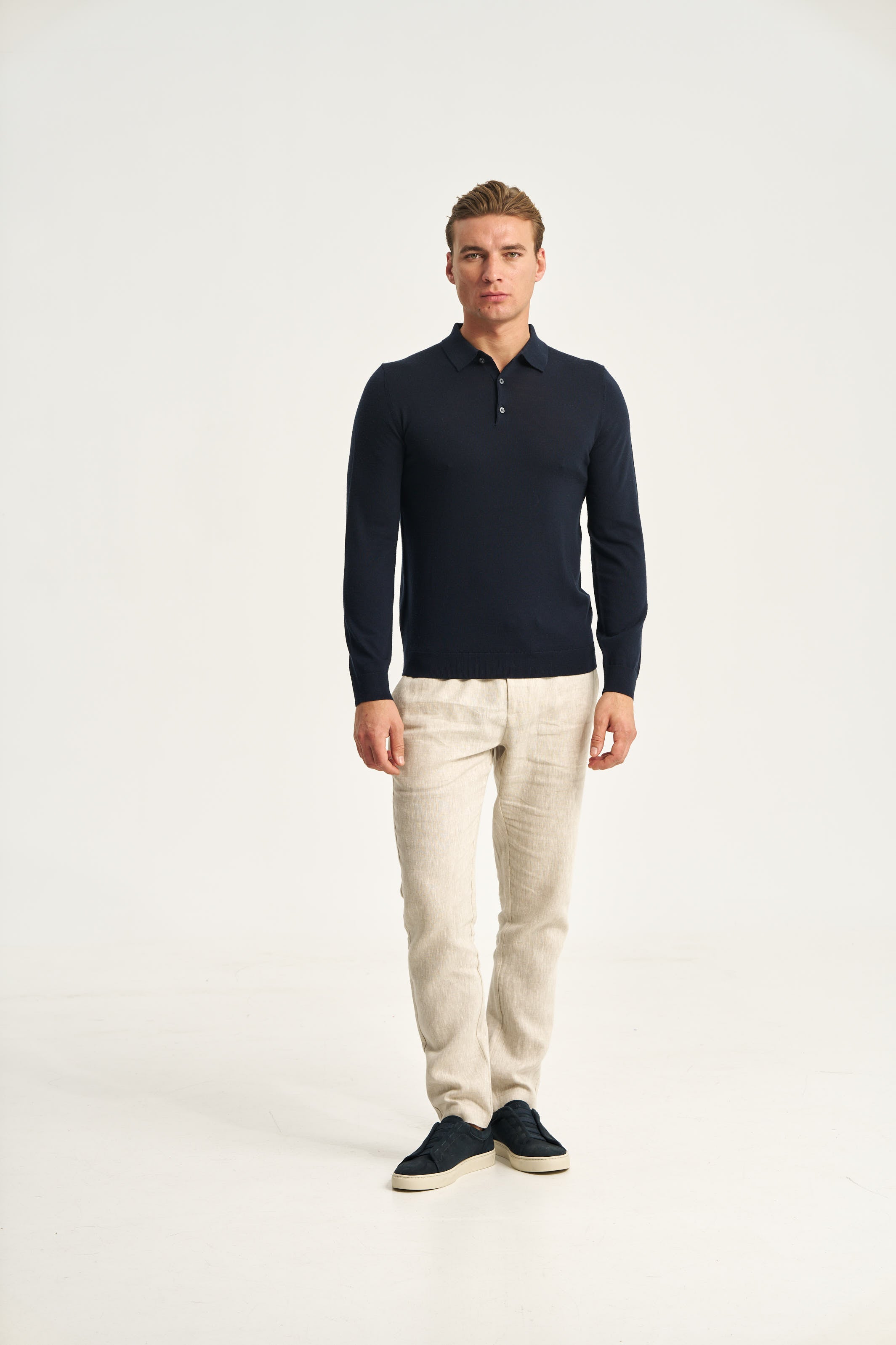 Monaco Long Sleeve Polo Navy