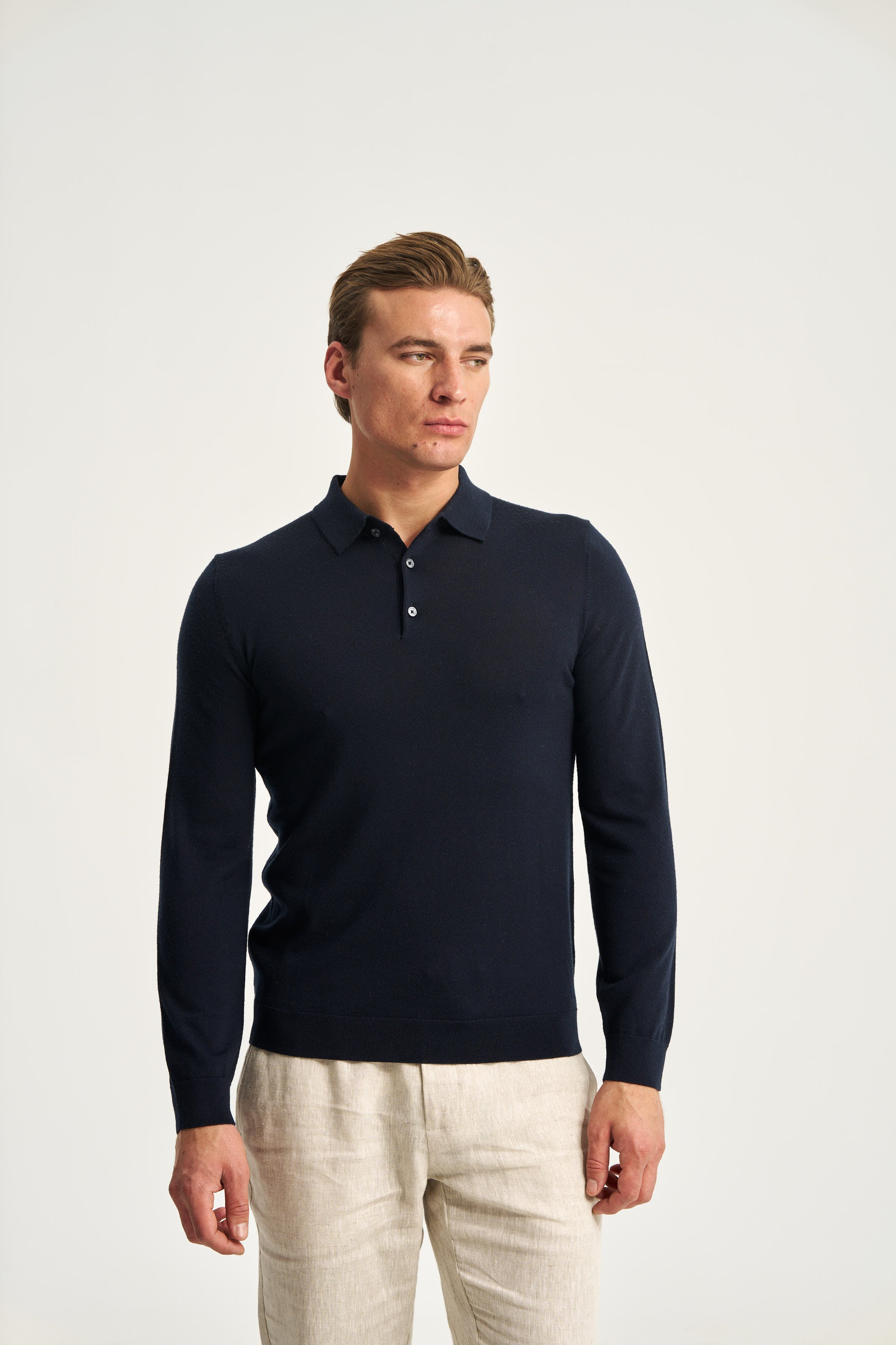 Monaco Long Sleeve Polo Navy