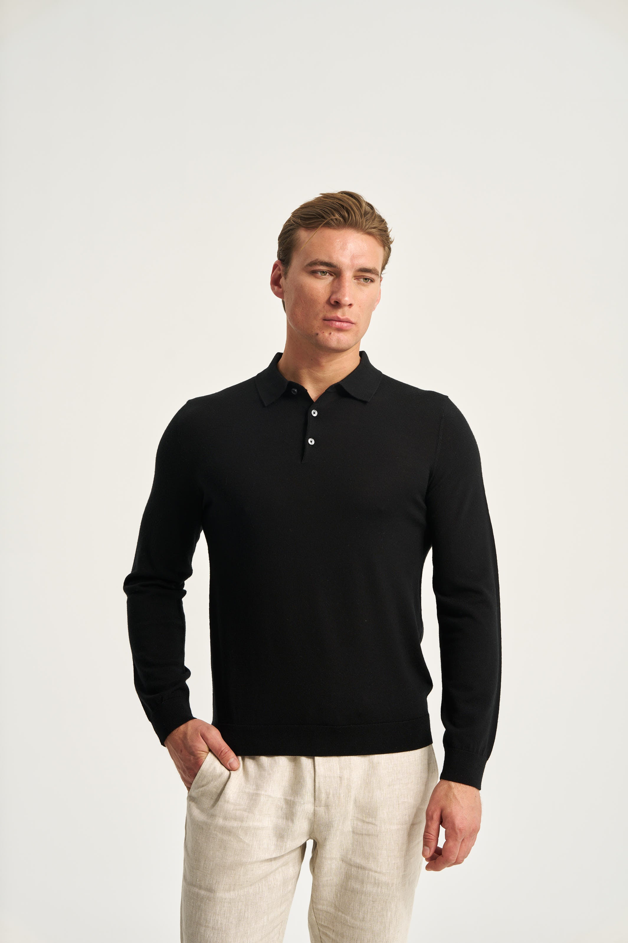 Monaco Long Sleeve Polo Black
