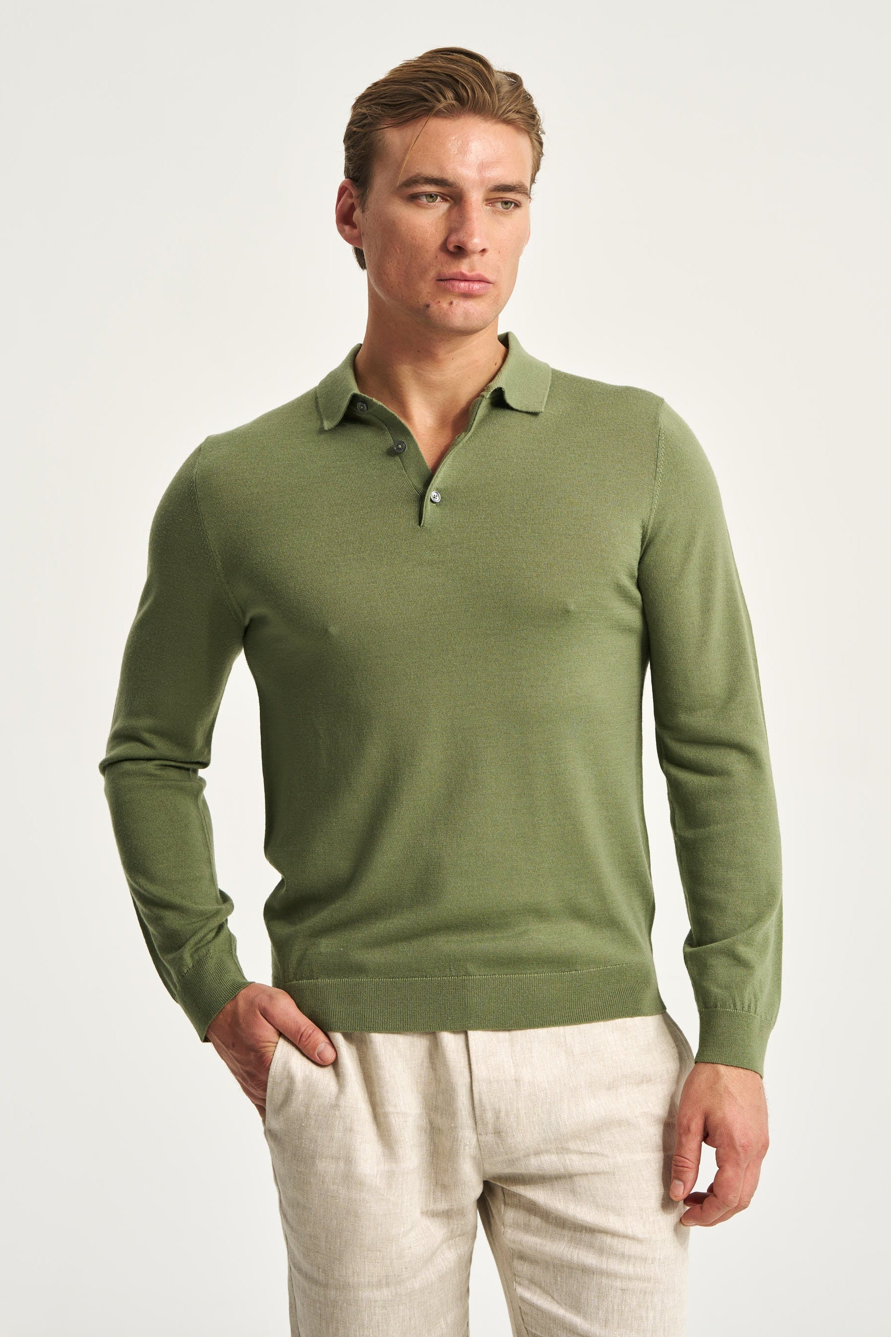 Monaco Long Sleeve Polo Green