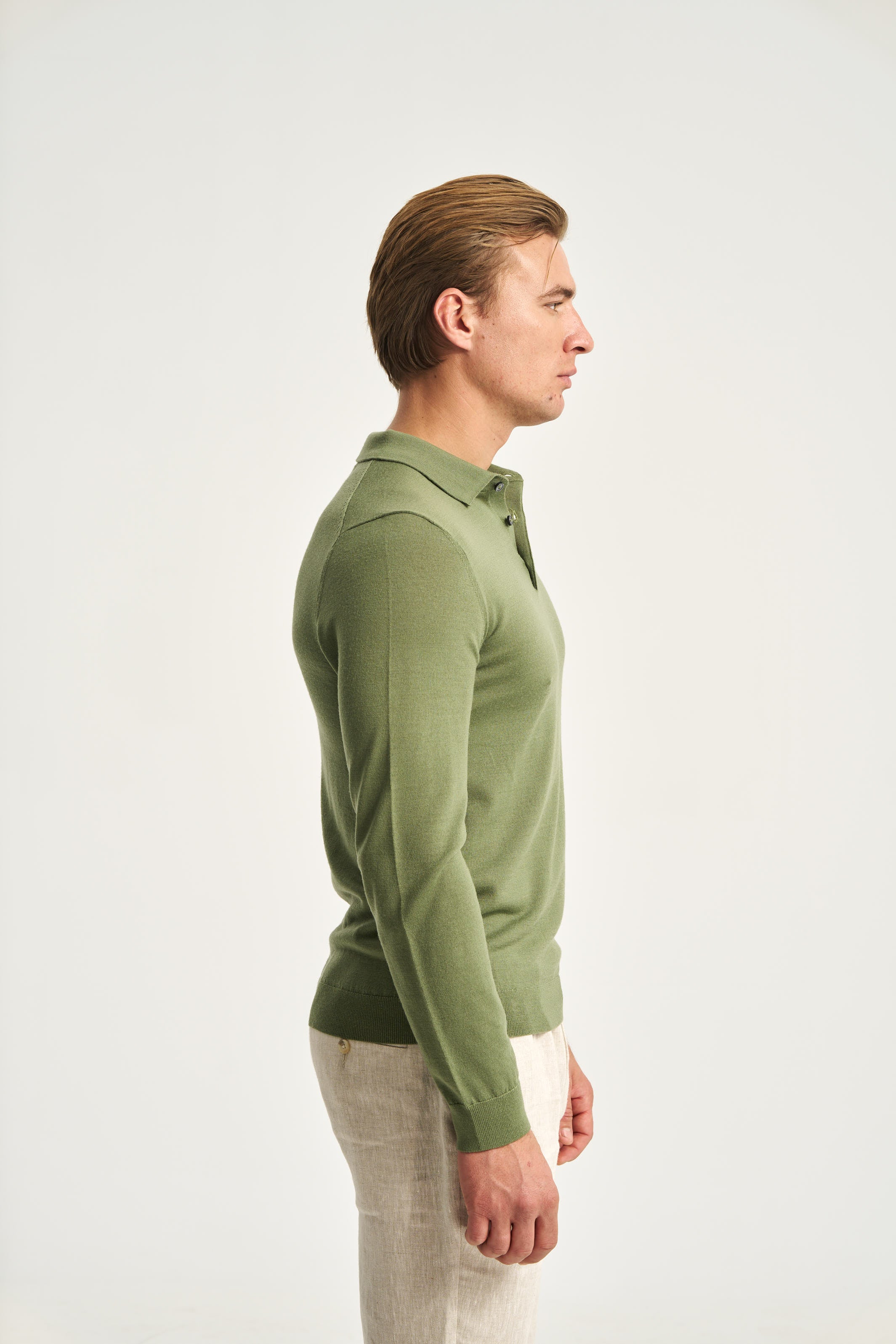 Monaco Long Sleeve Polo Green