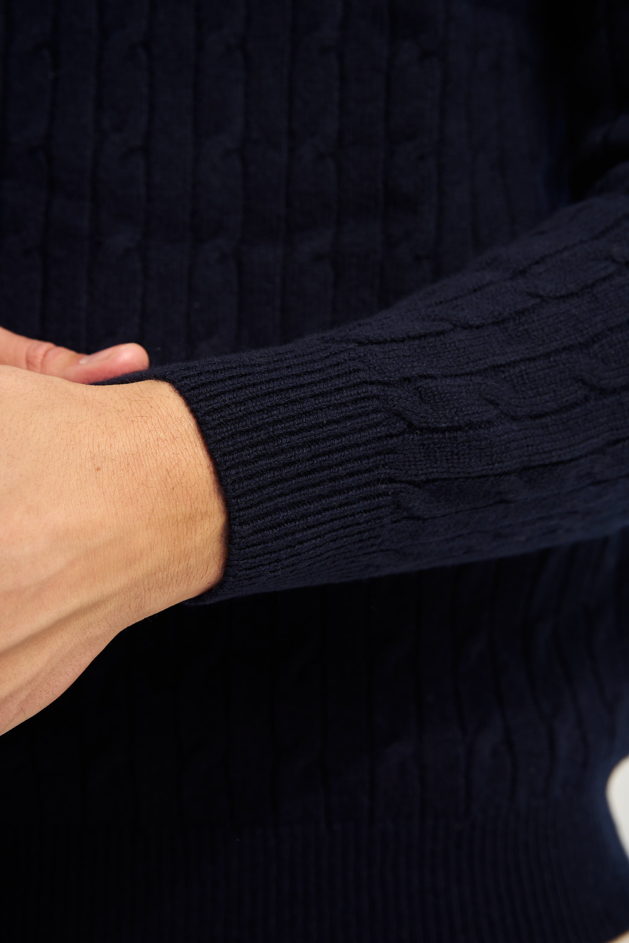Cable Knit Quarter Zip Jumper Navy